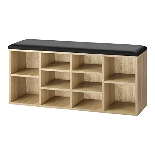 Oikiture Shoe Cabinet Bench Shoe Storage Rack Padded Seat Organiser Cupboard Box - Sunyee