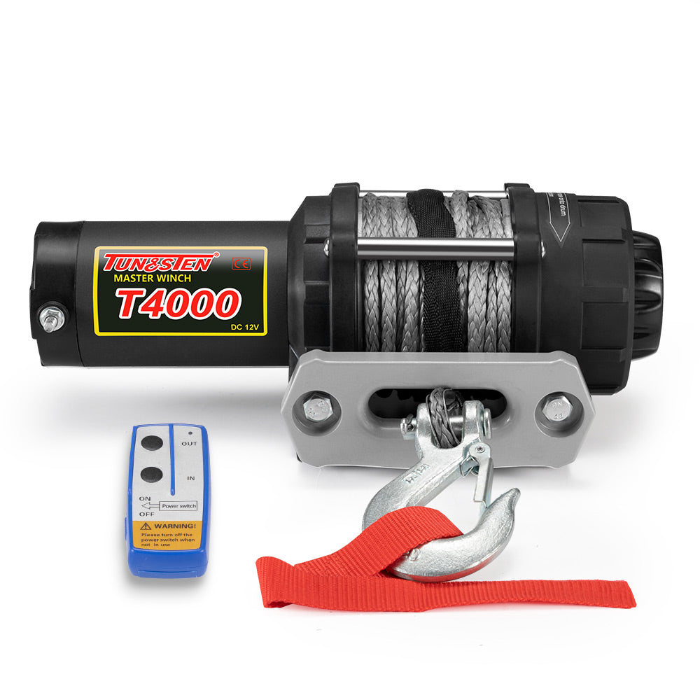 Electric Winch Wireless Synthetic Rope 12V 4000LBS 1812KG ATV 4WD BOAT - Sunyee