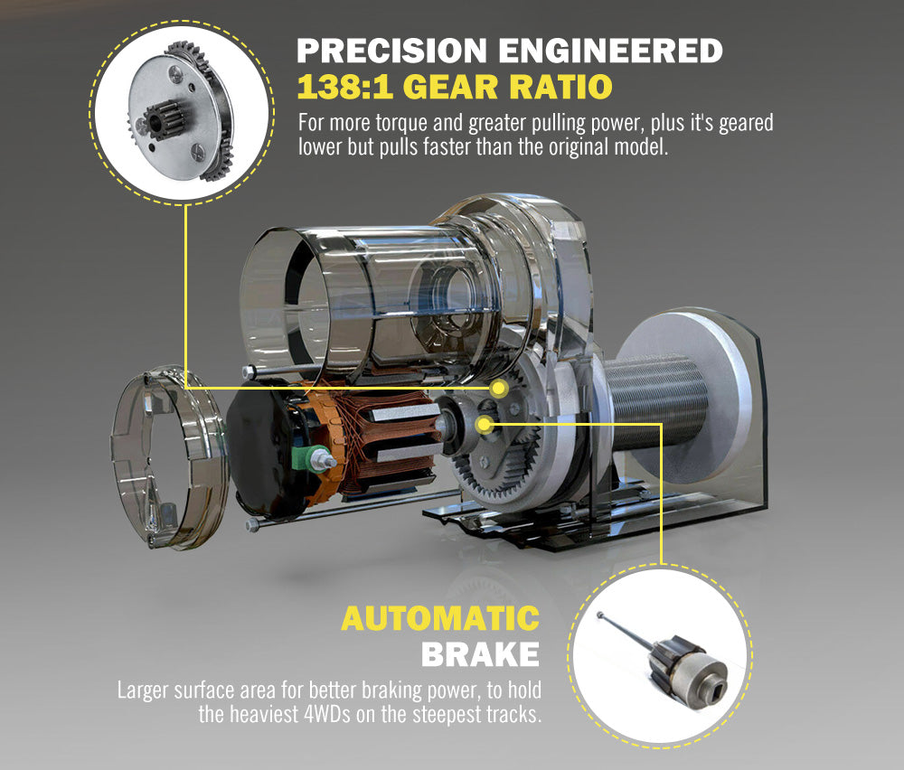 Electric Winch Wireless Synthetic Rope 12V 4000LBS 1812KG ATV 4WD BOAT - Sunyee