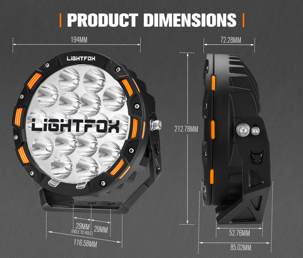 Lightfox 7" LED Driving Light 1Lux@1,032M IP68 13,226 lumen - Sunyee