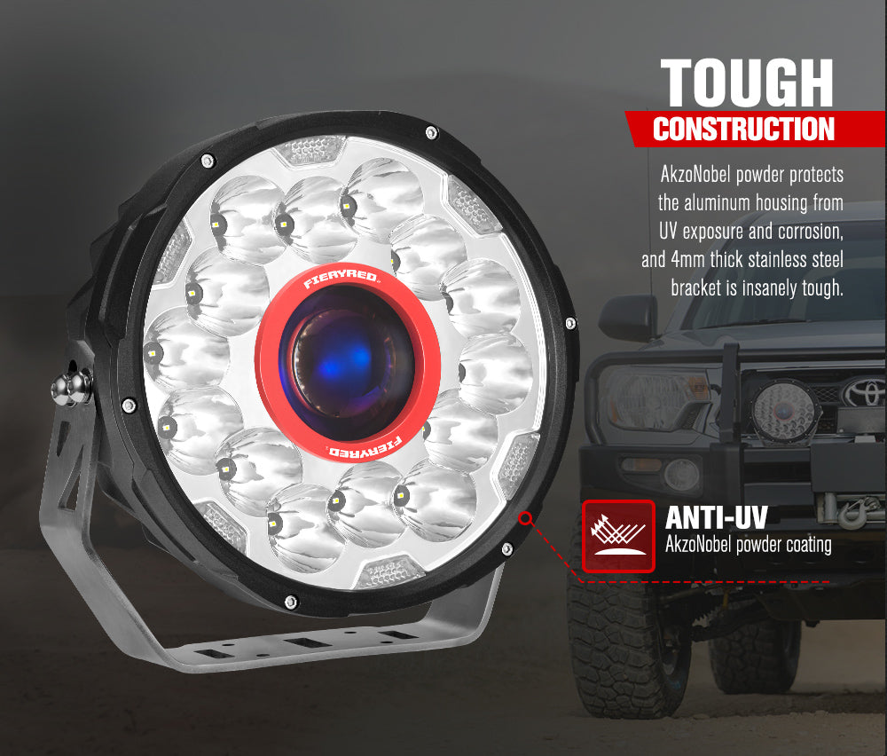 Fieryred 7inch LED Driving Light 1Lux@1,625m (pair) IP67 11,700 (pair) - Sunyee