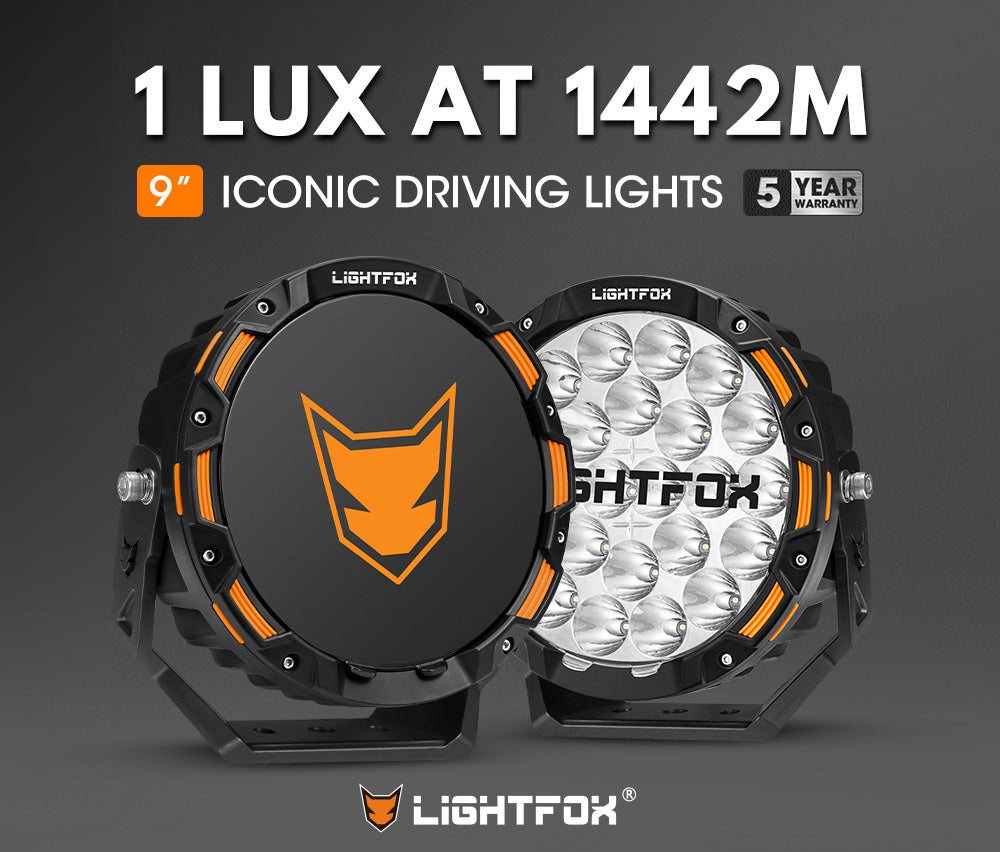 Lightfox 9inch LED Driving Light 1 Lux @1,442M IP68 18,672 lumen - Sunyee