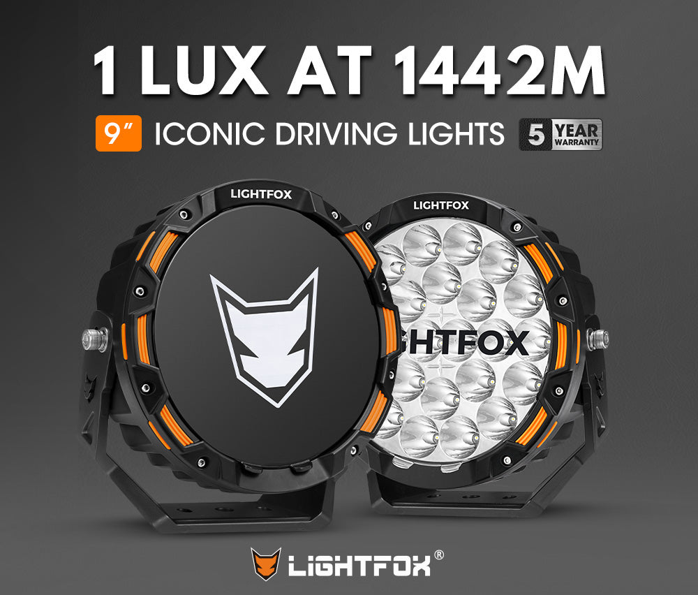 Lightfox 9inch LED Driving Light 1 Lux @1,442M IP68 18,672 lumen - Sunyee