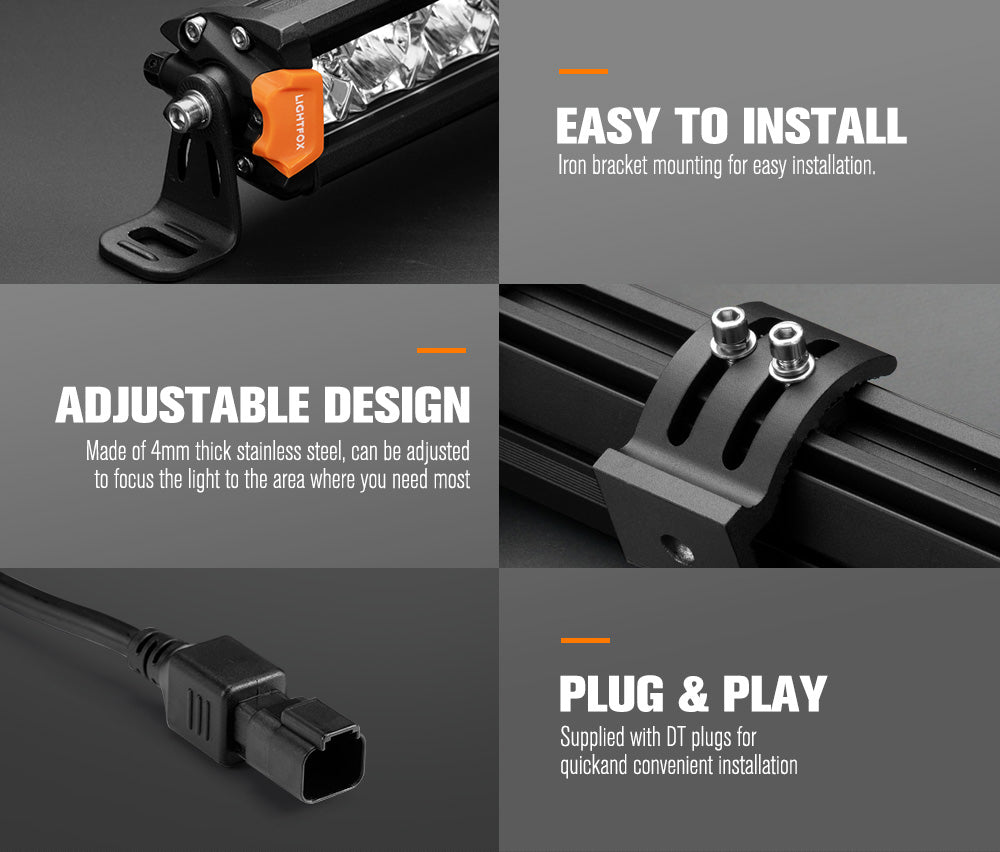 Lightfox OSRAM 9 inch LED Driving Lights + 20 inch Single Row LED Light Bar + Wiring Kit - Sunyee