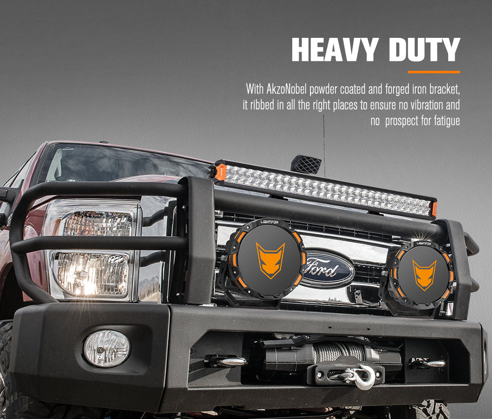 Lightfox 9 inch OSRAM LED Driving Lights + 28 inch Single Row LED Light Bar + Wiring Kit - Sunyee