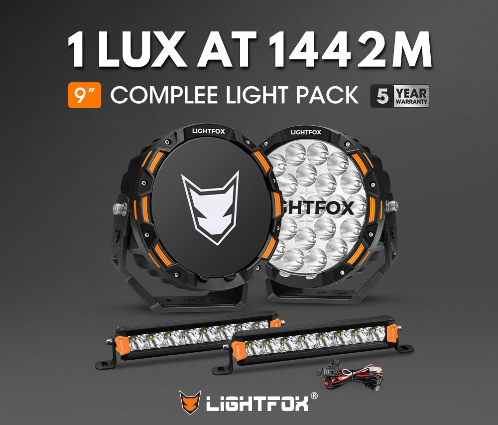 Lightfox OSRAM 9 inch LED Driving Lights + 8inch LED Light Pods + Wiring Kit - Sunyee