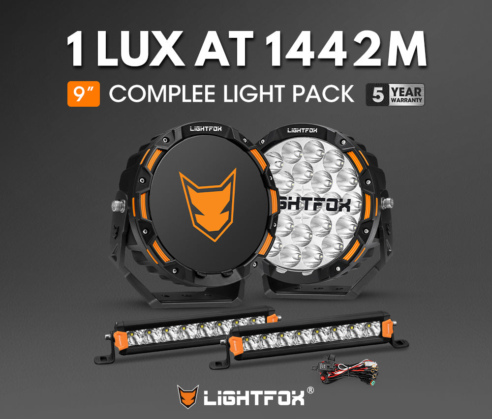 Lightfox 9 inch OSRAM LED Driving Lights + 8inch LED Light Pods + Wiring Kit - Sunyee