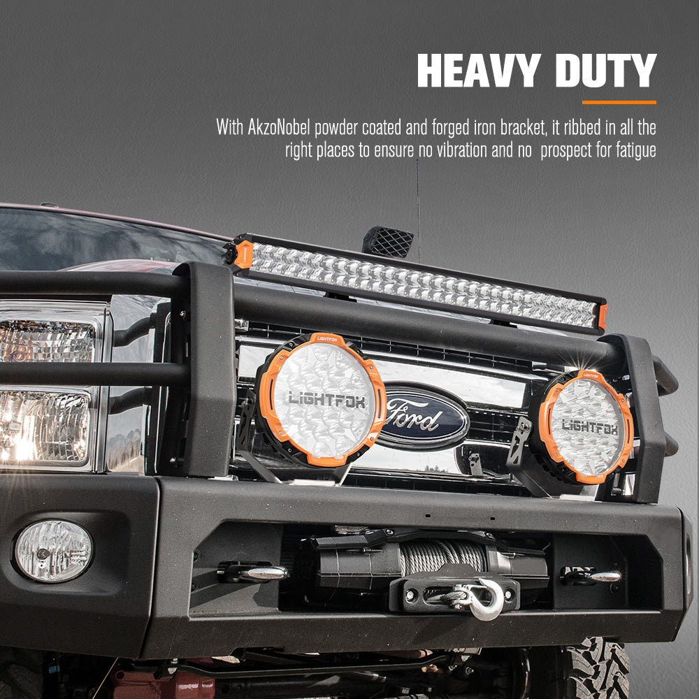 Lightfox 9 inch Osram LED Driving Lights + 30 inch Dual Row LED Light Bar + Wiring Kit - Sunyee