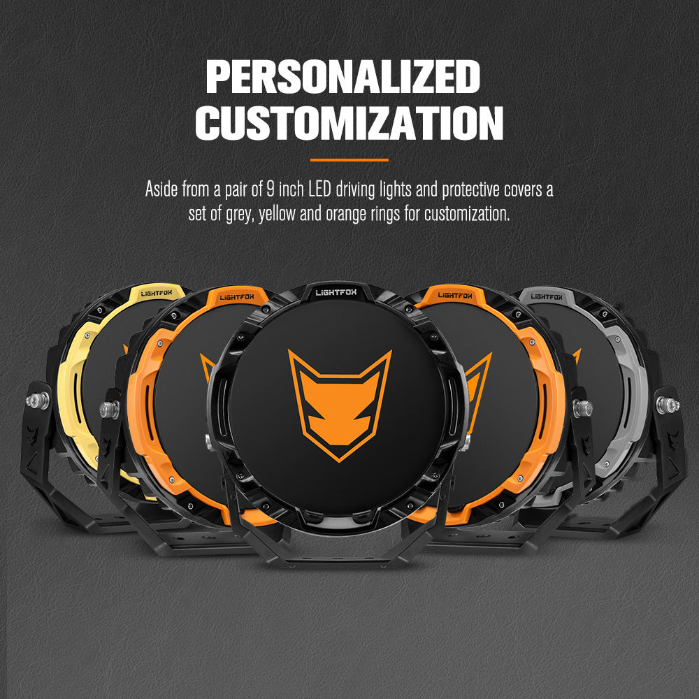 Lightfox 9 inch Osram LED Driving Lights + 40 inch Dual Row LED Light Bar + Wiring Kit - Sunyee