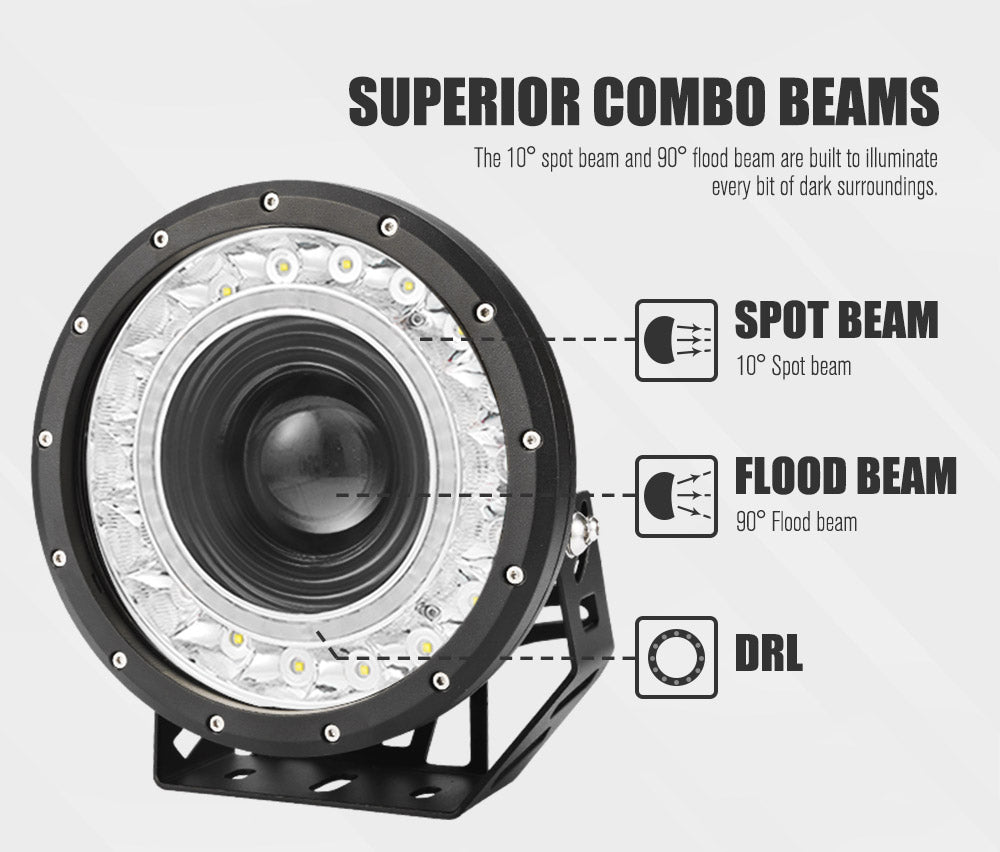 Lightfox 9inch LED Driving Light IP68 58,000Lm each - Sunyee