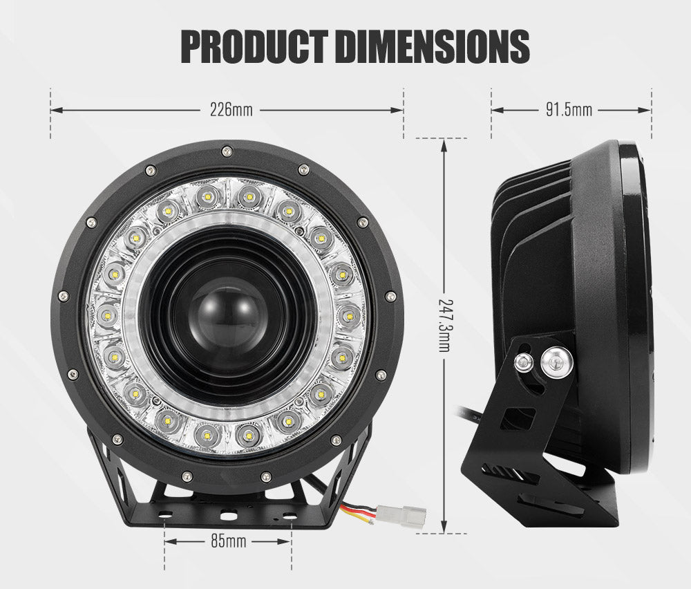 Lightfox 9inch LED Driving Light IP68 58,000Lm each - Sunyee