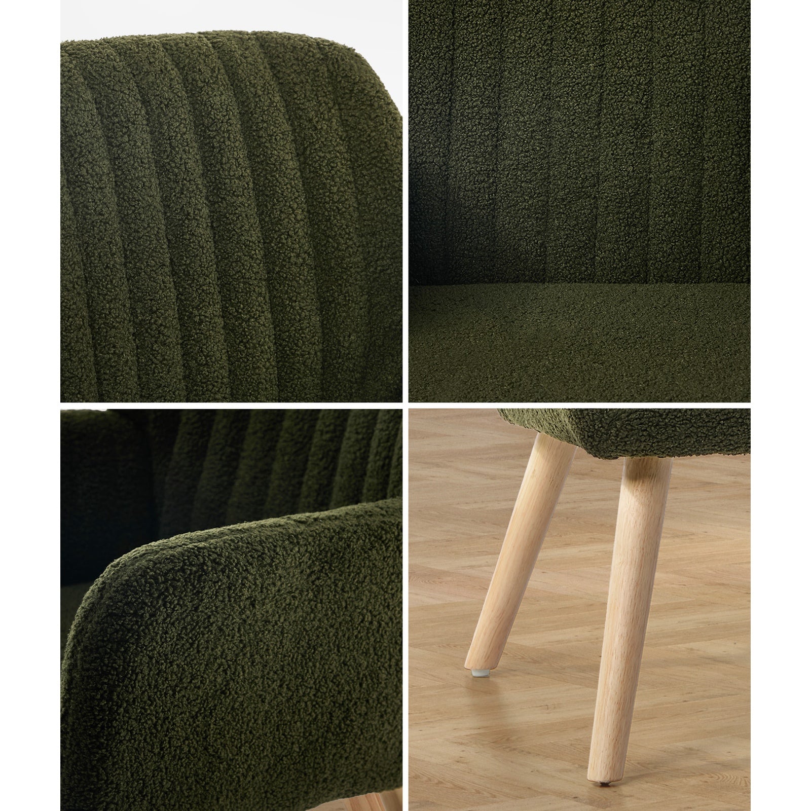 Oikiture Armchair Lounge Sofa Chair Sherpa Accent Chairs Armchairs Couches Green - Sunyee