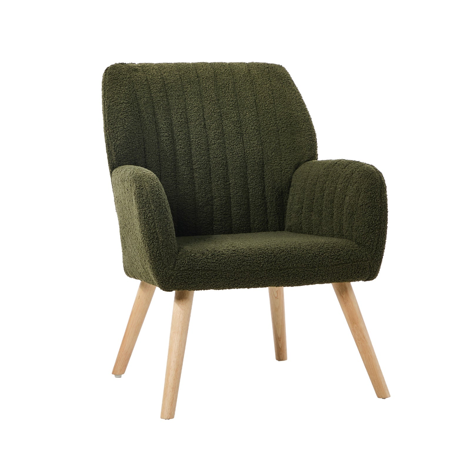 Oikiture Armchair Lounge Sofa Chair Sherpa Accent Chairs Armchairs Couches Green - Sunyee