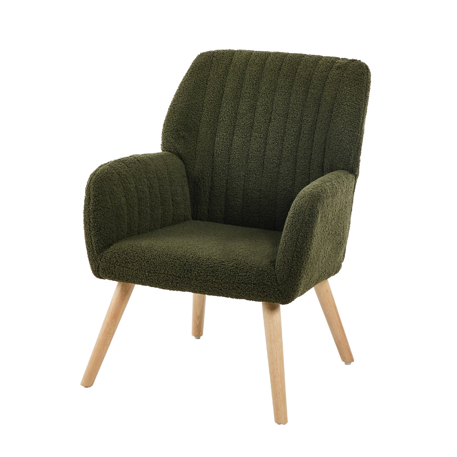 Oikiture Armchair Lounge Sofa Chair Sherpa Accent Chairs Armchairs Couches Green - Sunyee