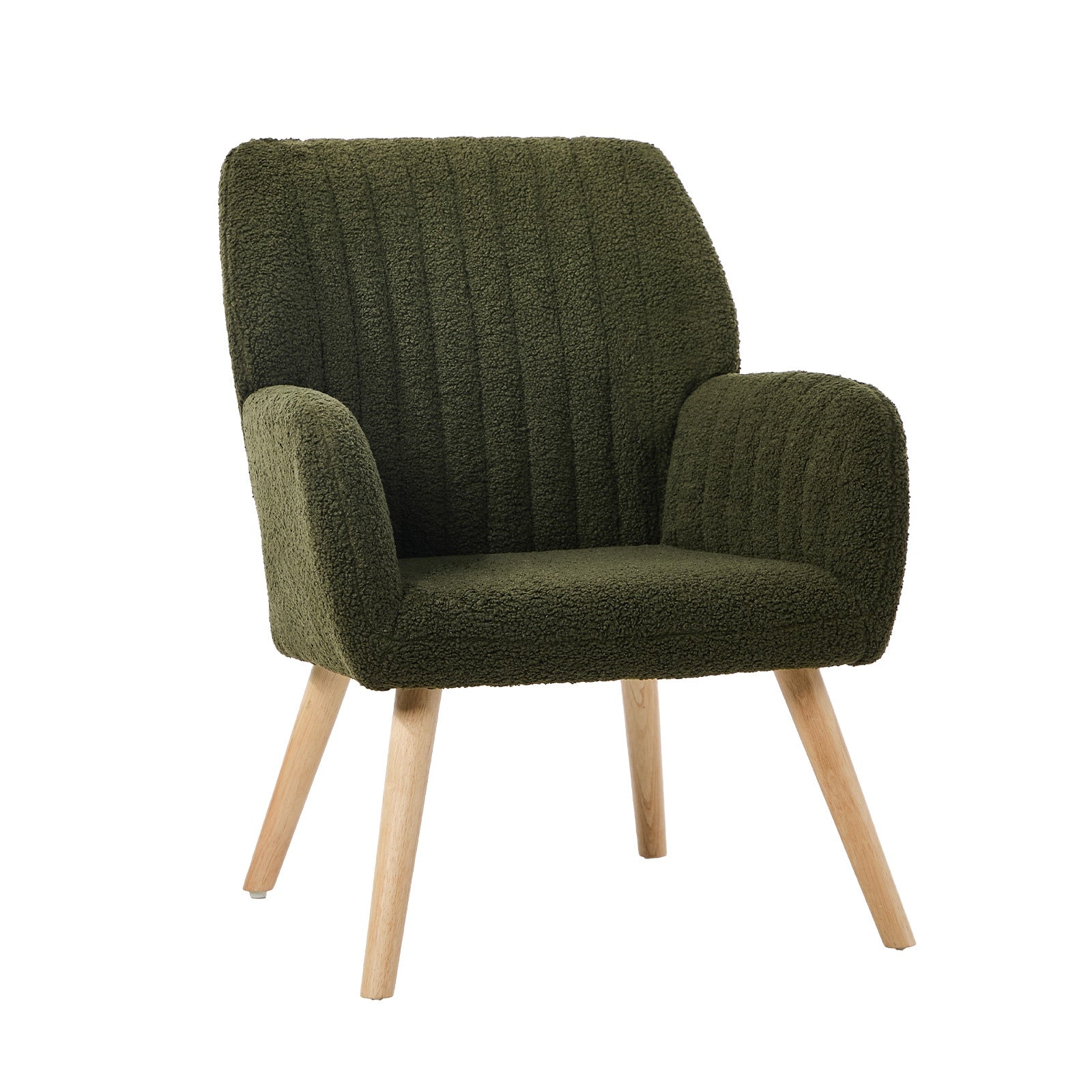 Oikiture Armchair Lounge Sofa Chair Sherpa Accent Chairs Armchairs Couches Green - Sunyee