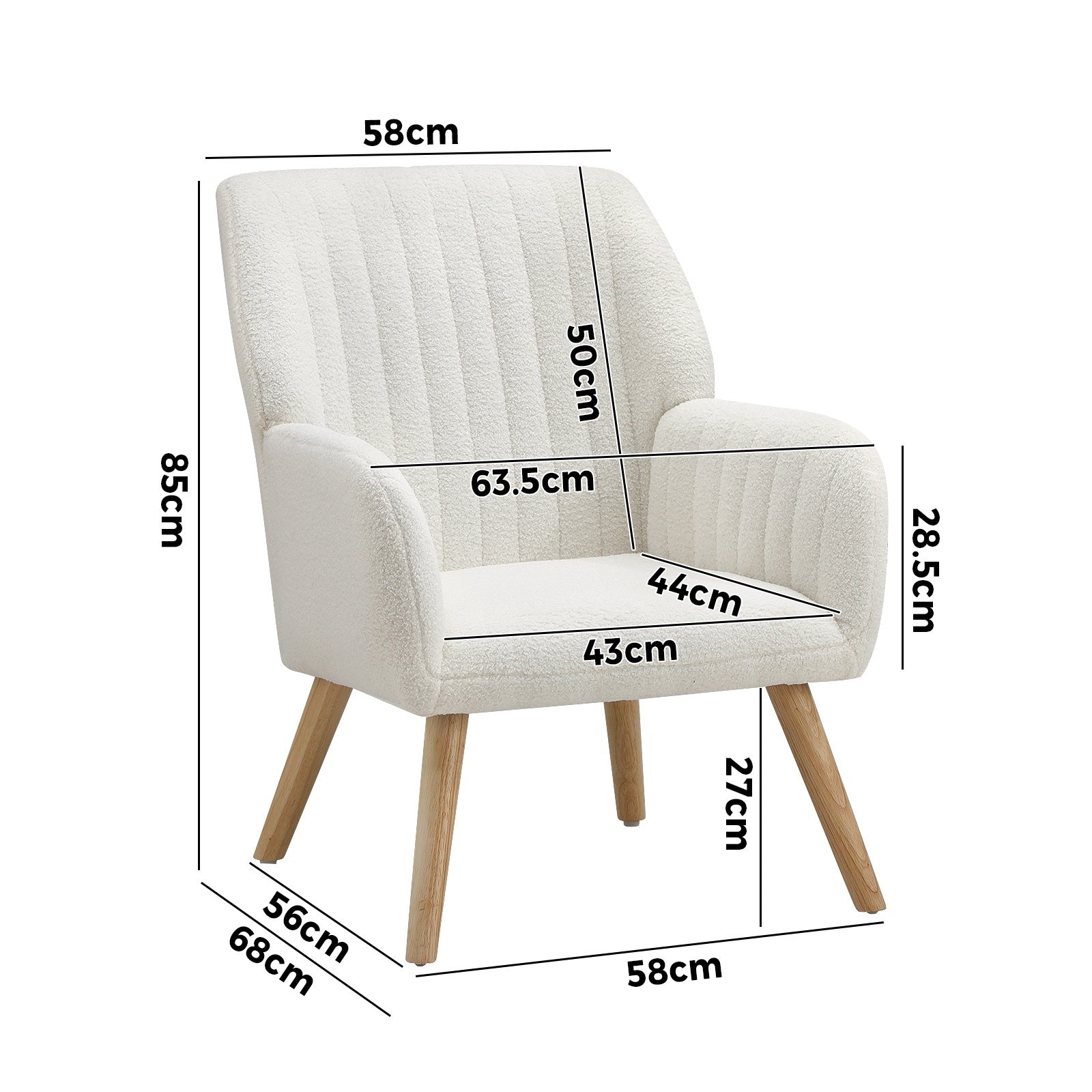 Oikiture Armchair Lounge Sofa Chair Sherpa Accent Chairs Armchairs Couches White - Sunyee