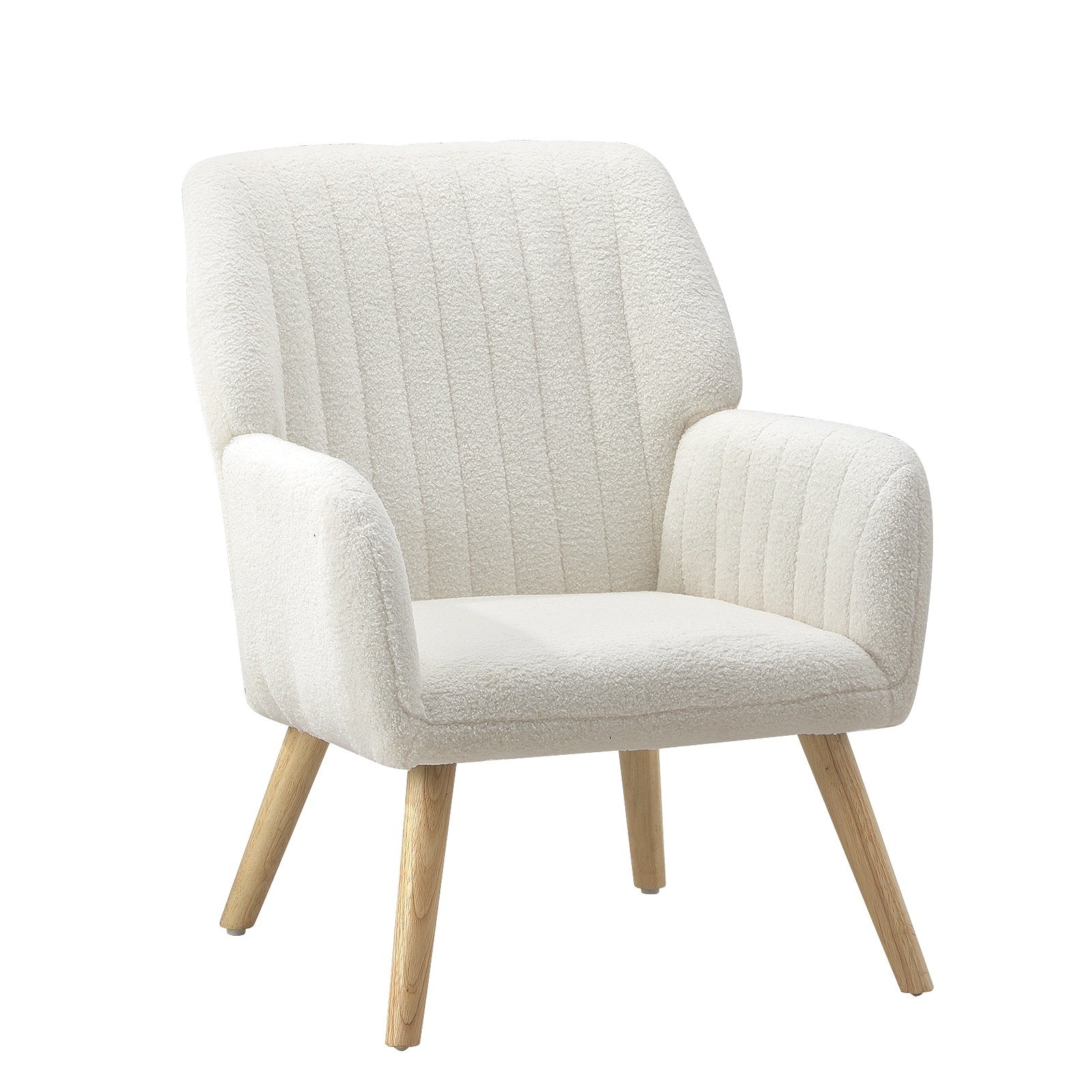 Oikiture Armchair Lounge Sofa Chair Sherpa Accent Chairs Armchairs Couches White - Sunyee