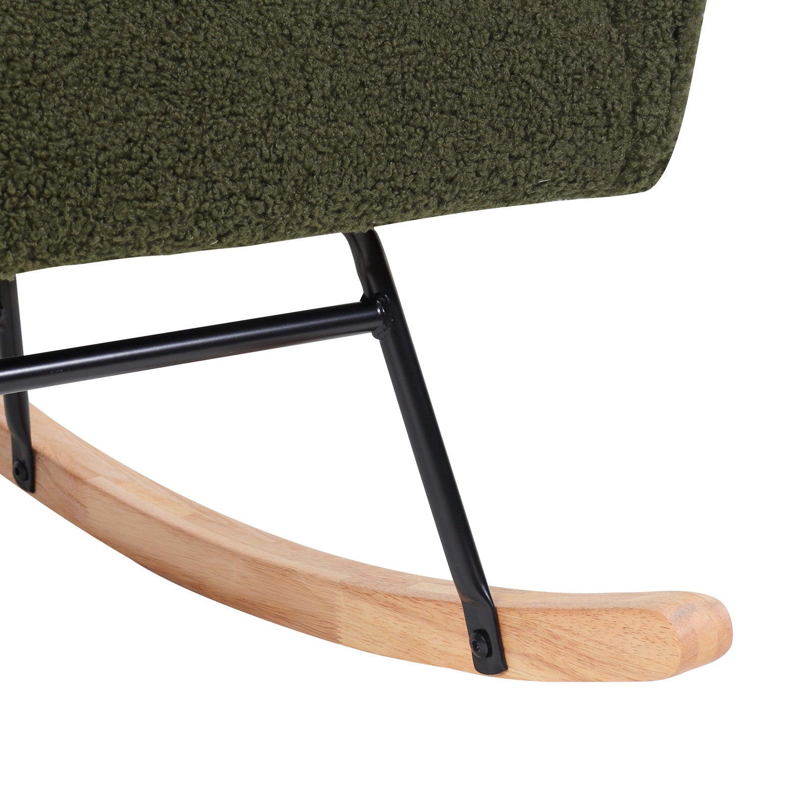 Oikiture Rocking Chair Nursing Armchair Sherpa Accent Chairs Upholstered Green