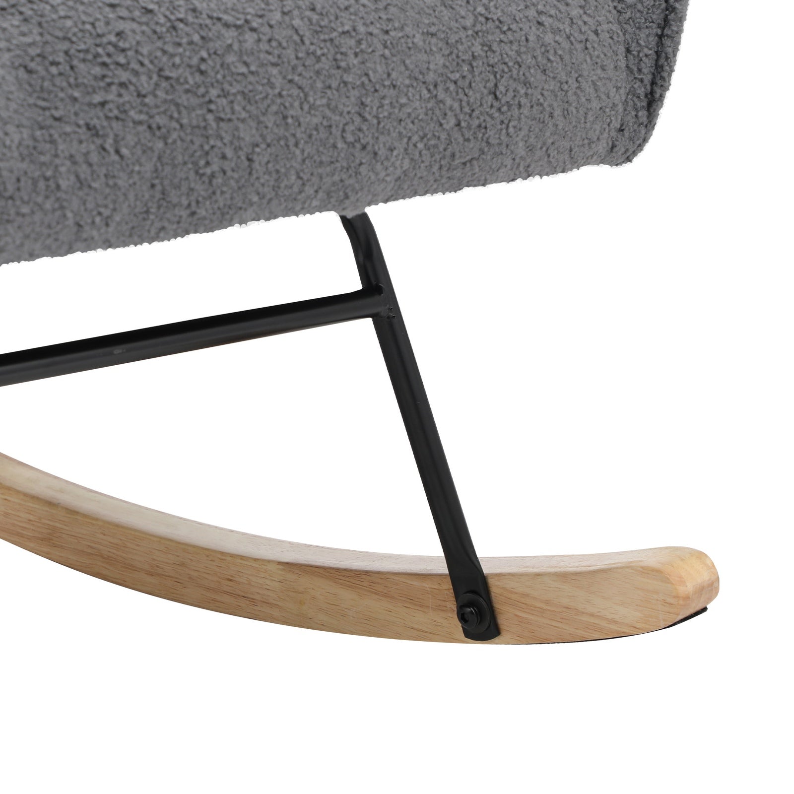 Oikiture Rocking Chair Nursing Armchair Sherpa Accent Chairs Upholstered Grey