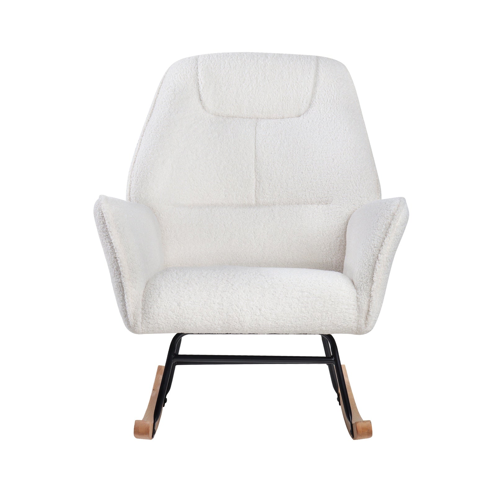 Oikiture Rocking Chair Nursing Armchair Sherpa Accent Chairs Upholstered White