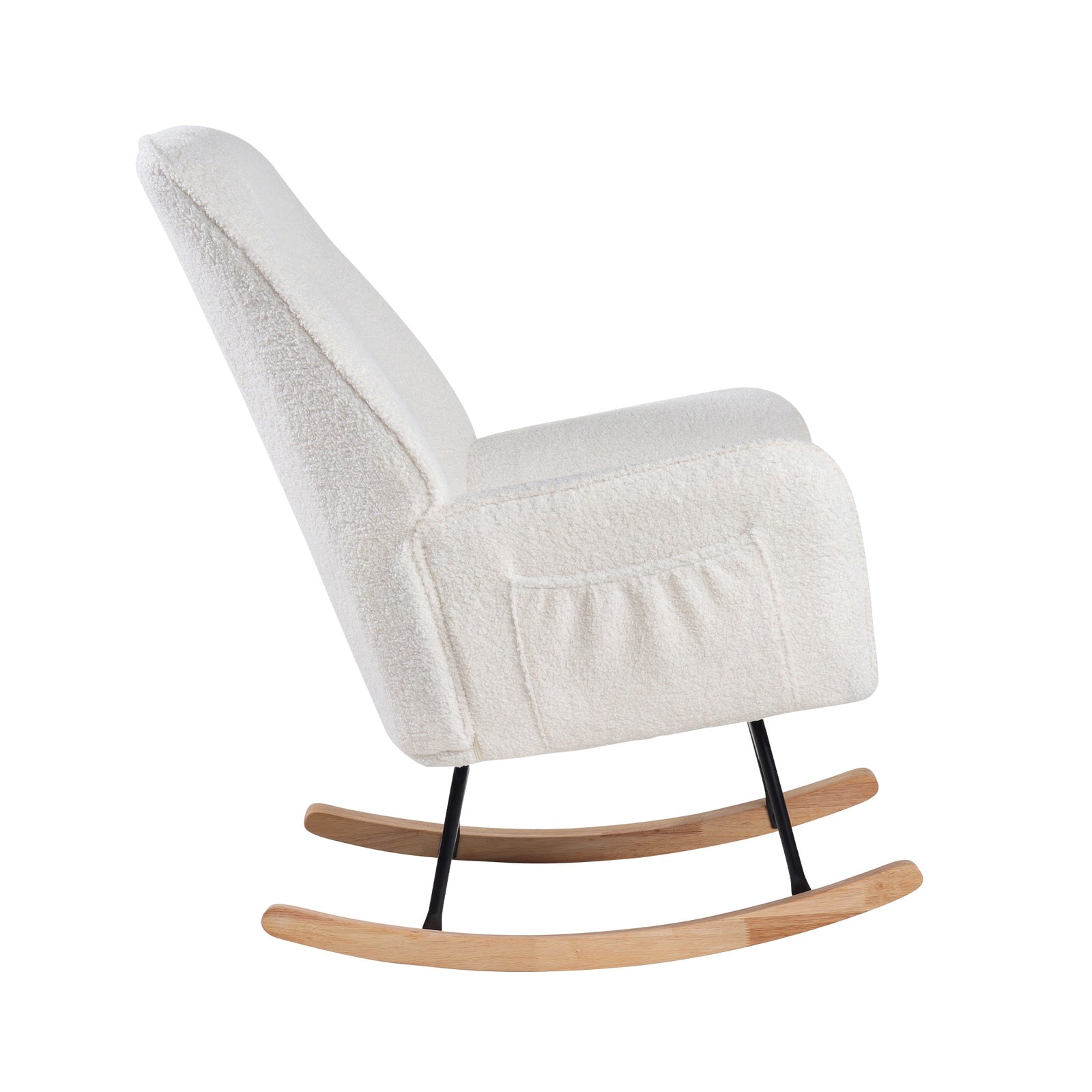 Oikiture Rocking Chair Nursing Armchair Sherpa Accent Chairs Upholstered White