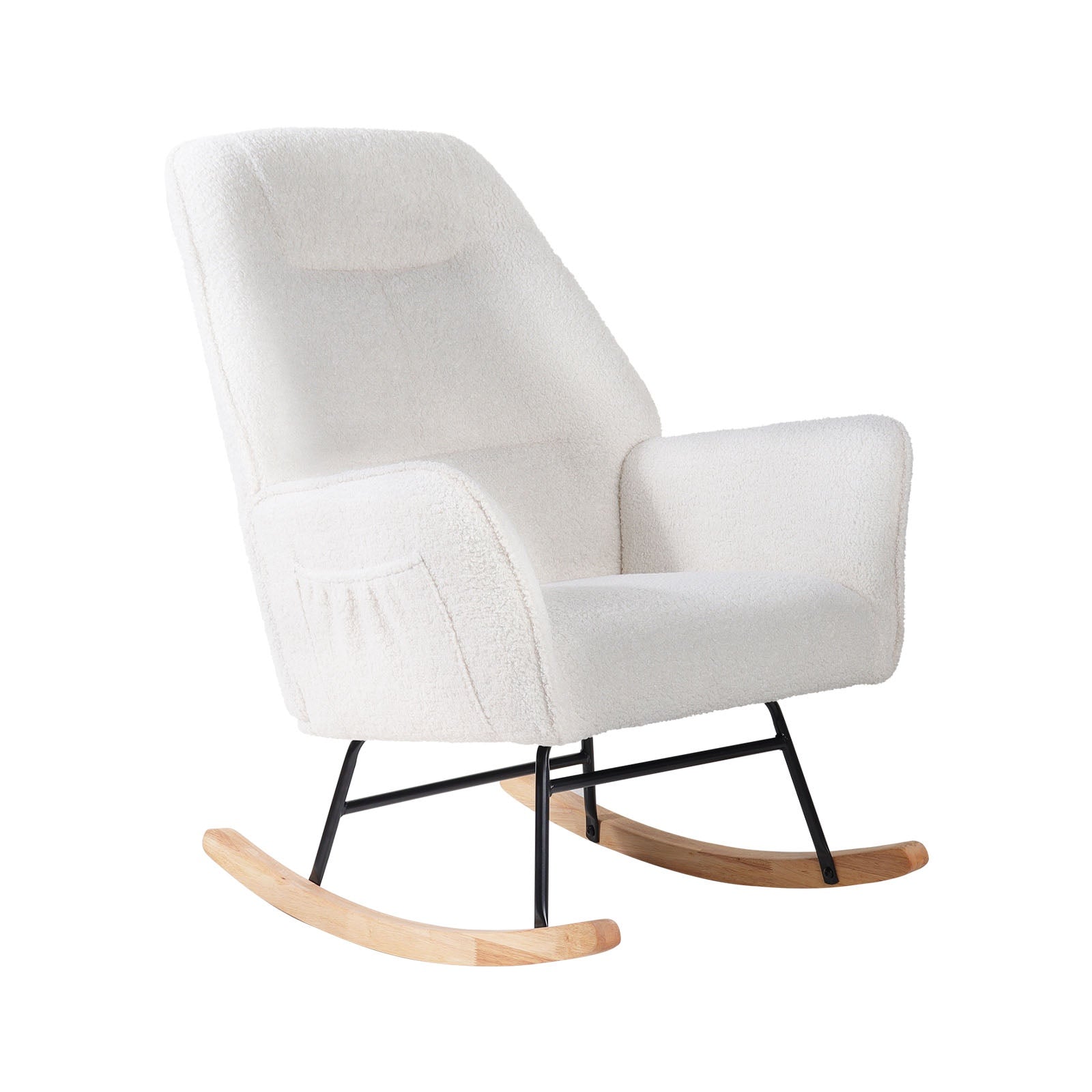 Oikiture Rocking Chair Nursing Armchair Sherpa Accent Chairs Upholstered White