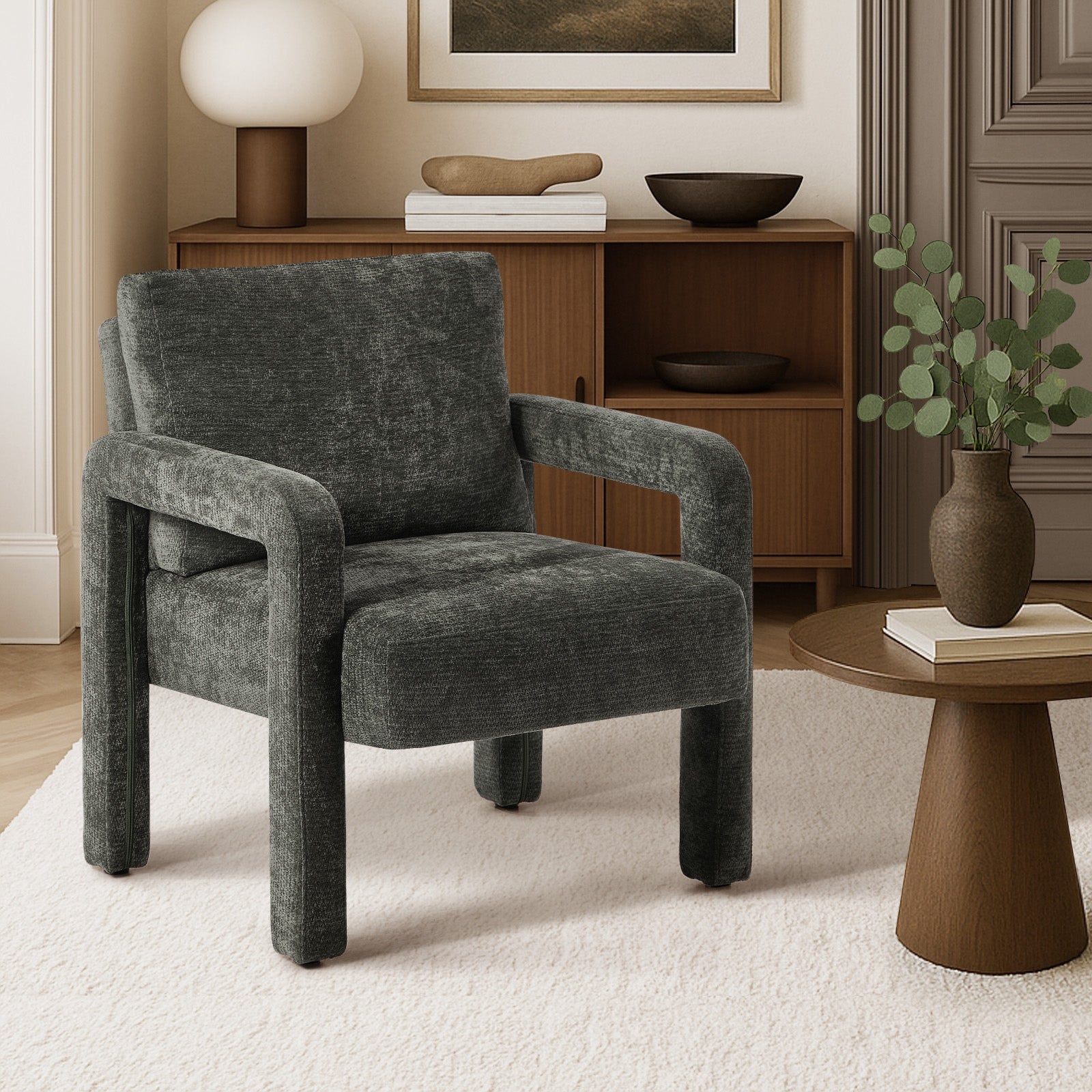 Oikiture Armchair Velvet Accent Chairs 1 Seater Lounge Sofa Chair Grey - Sunyee
