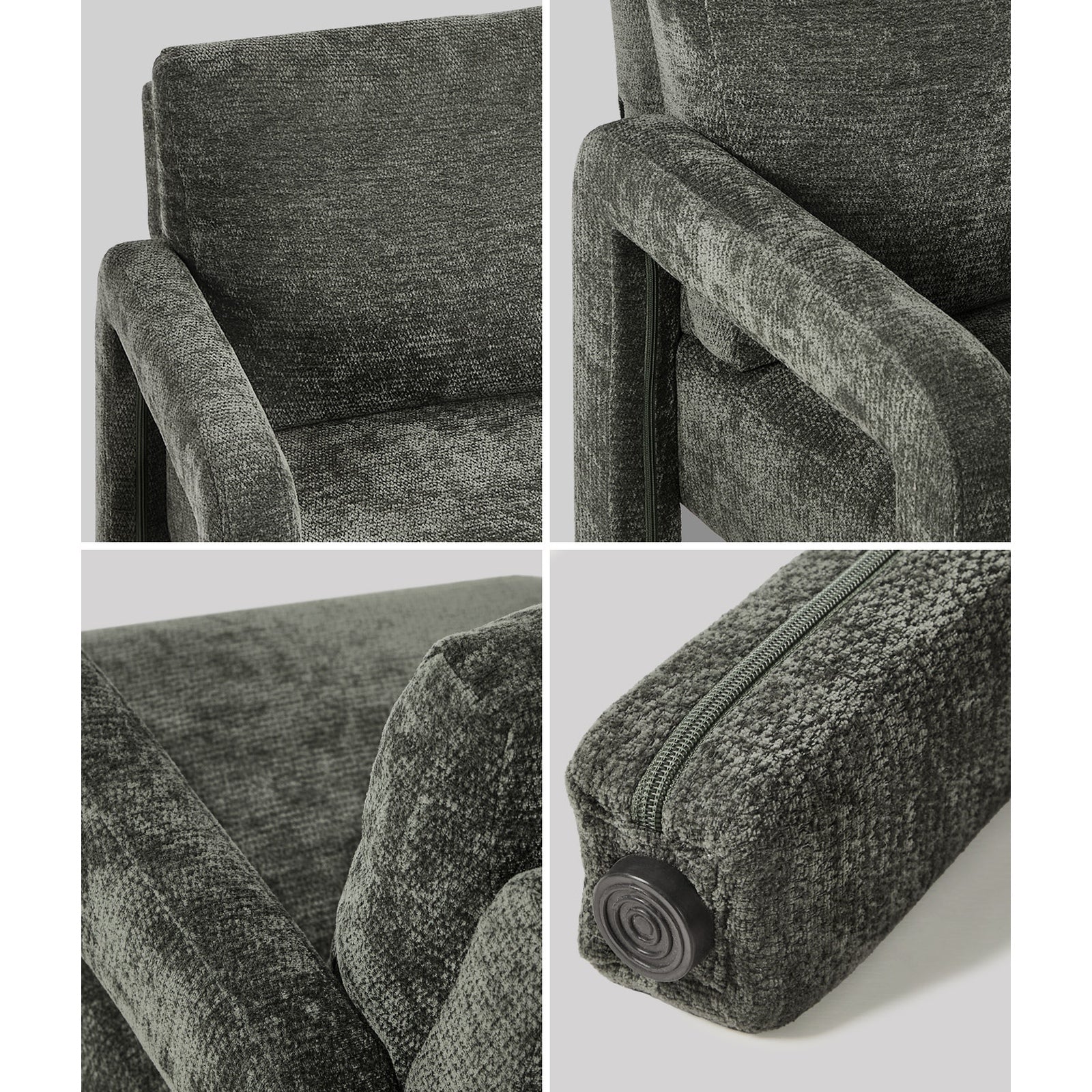 Oikiture Armchair Velvet Accent Chairs 1 Seater Lounge Sofa Chair Grey - Sunyee