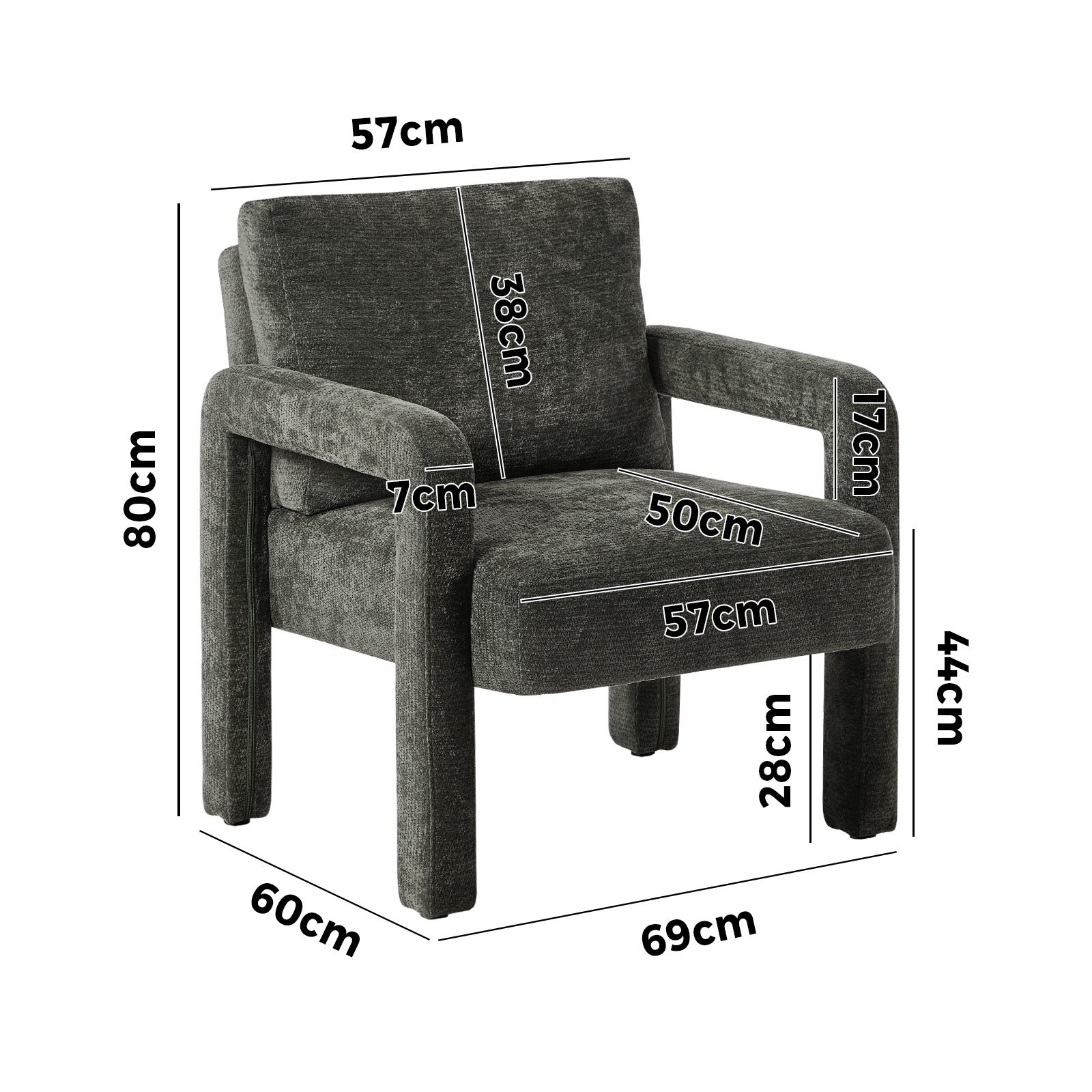 Oikiture Armchair Velvet Accent Chairs 1 Seater Lounge Sofa Chair Grey - Sunyee