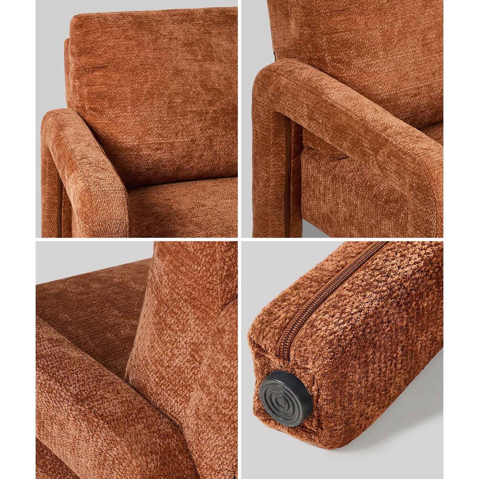 Oikiture Armchair Velvet Accent Chairs 1 Seater Lounge Sofa Chair Orange - Sunyee