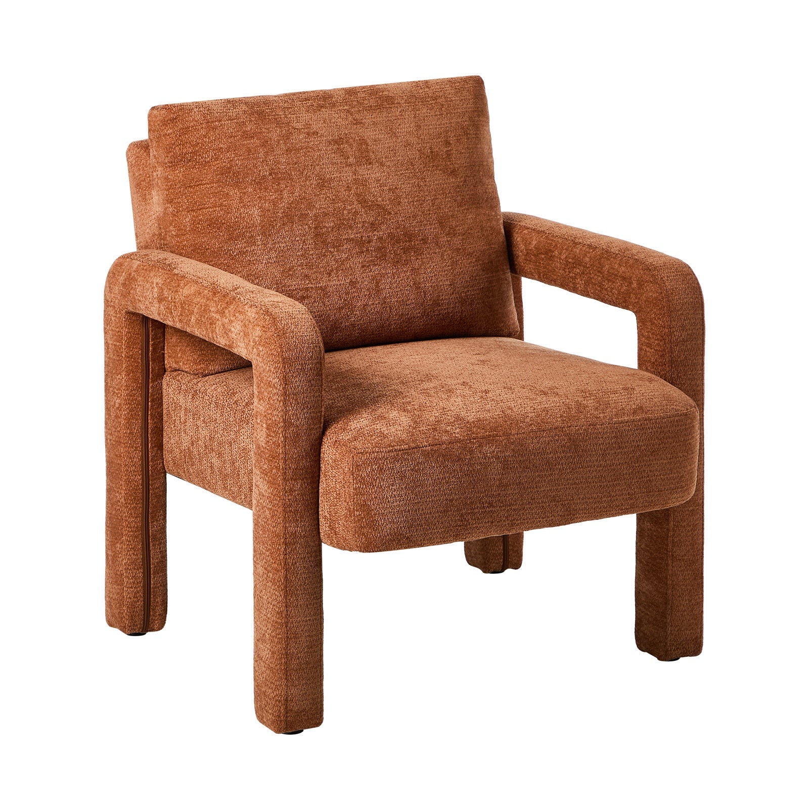 Oikiture Armchair Velvet Accent Chairs 1 Seater Lounge Sofa Chair Orange - Sunyee