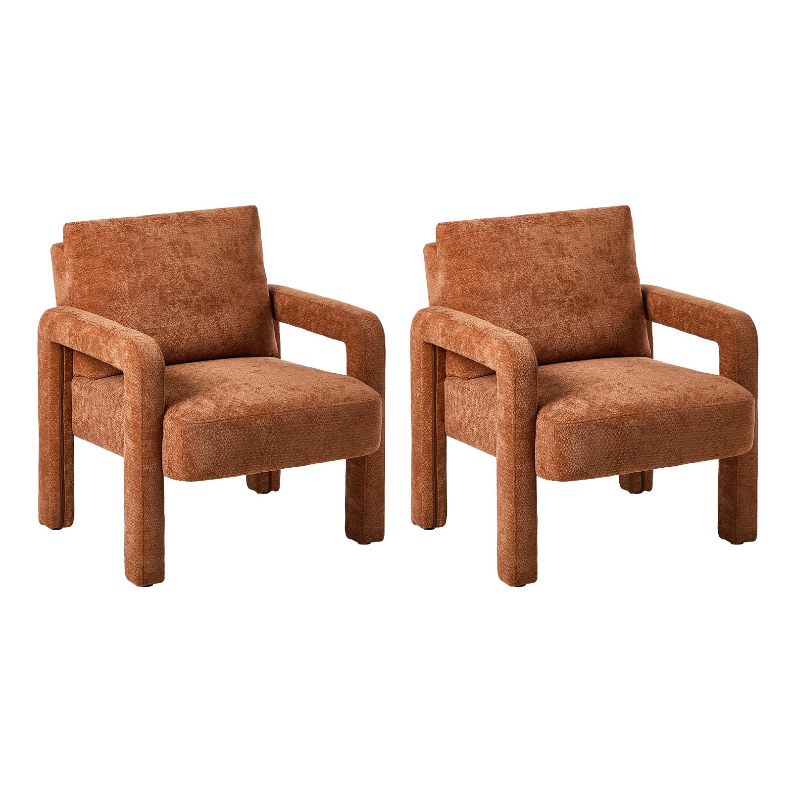 Oikiture 2x Armchair Velvet Accent Chairs 1 Seater Lounge Sofa Chair Orange - Sunyee