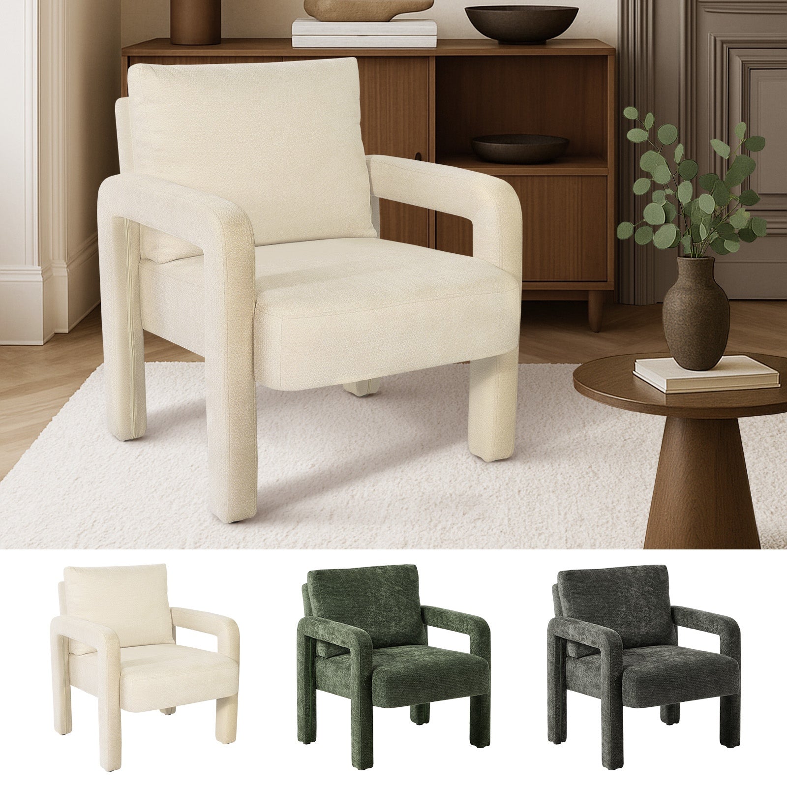 Oikiture Armchair Velvet Accent Chairs 1 Seater Lounge Sofa Chair