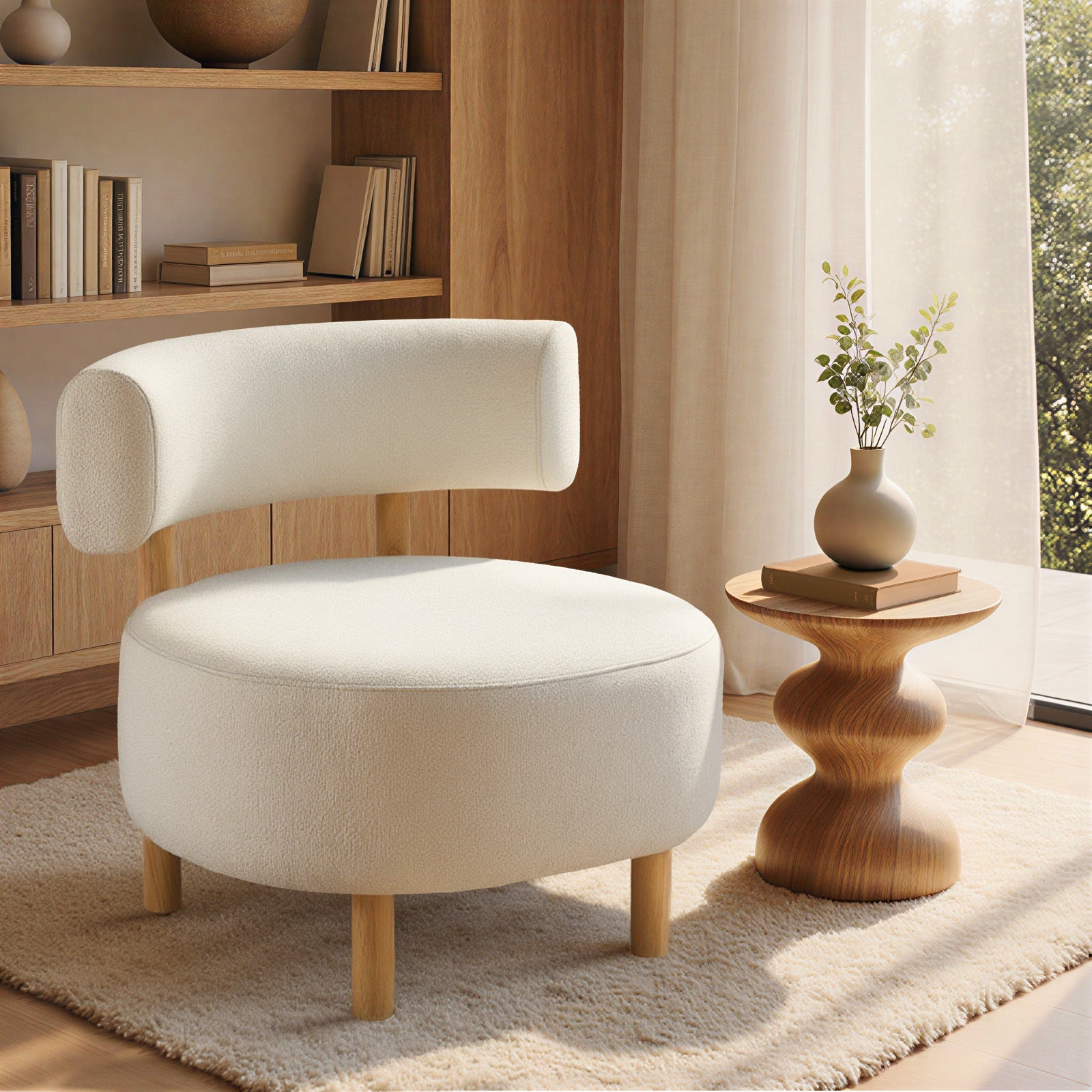 Oikiture Wooden Armchair Lounge Chair Velvet/Linen Fabric Accent Armchairs - Sunyee