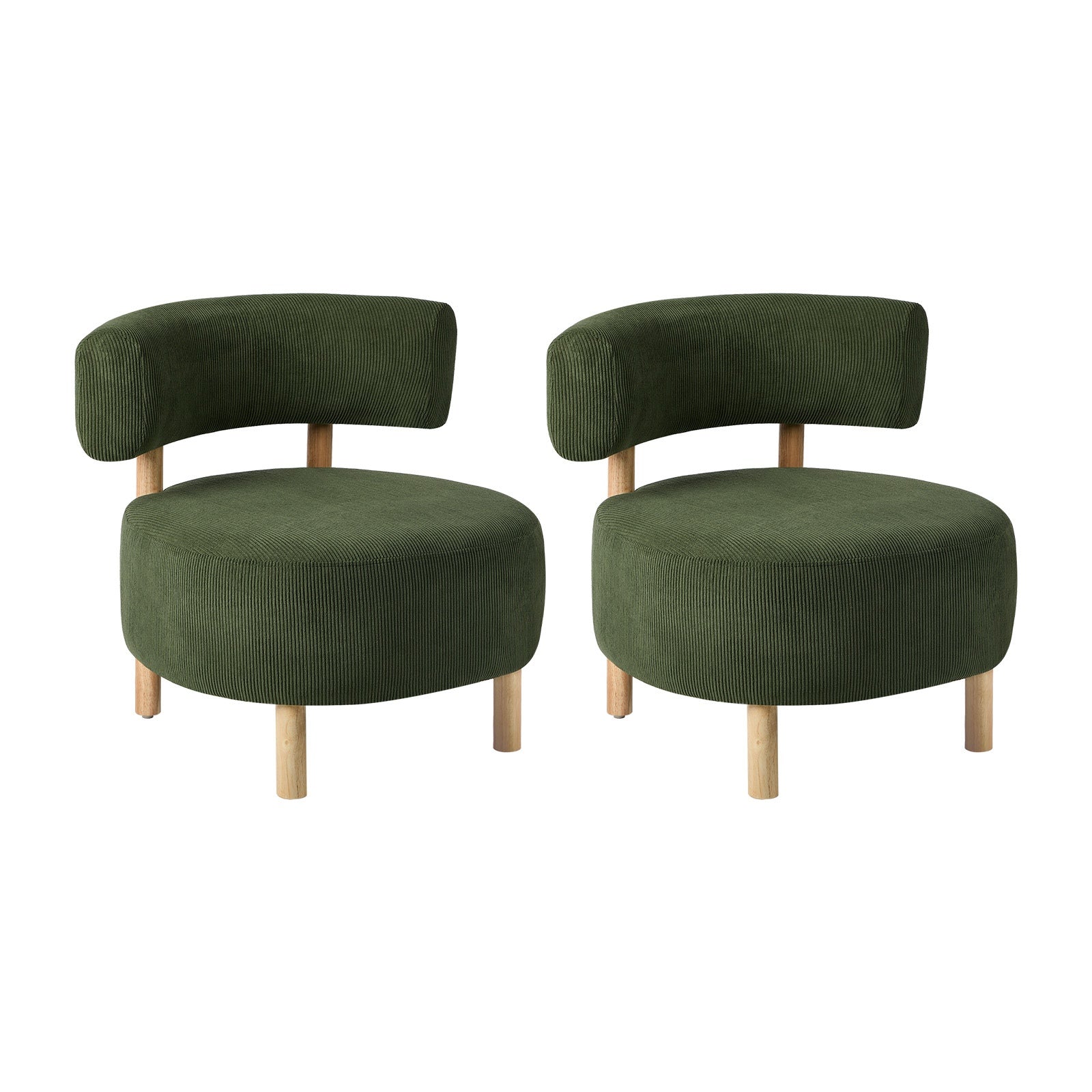 Oikiture 2x Wooden Armchair Lounge Chair Velvet Accent Armchairs Green - Sunyee