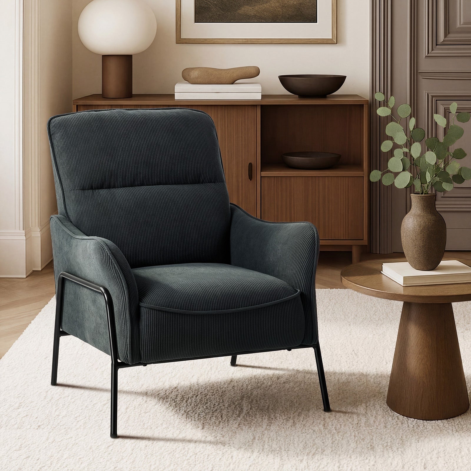 Oikiture Armchair Velvet/Chenille Fabric Lounge Chair Accent Chair