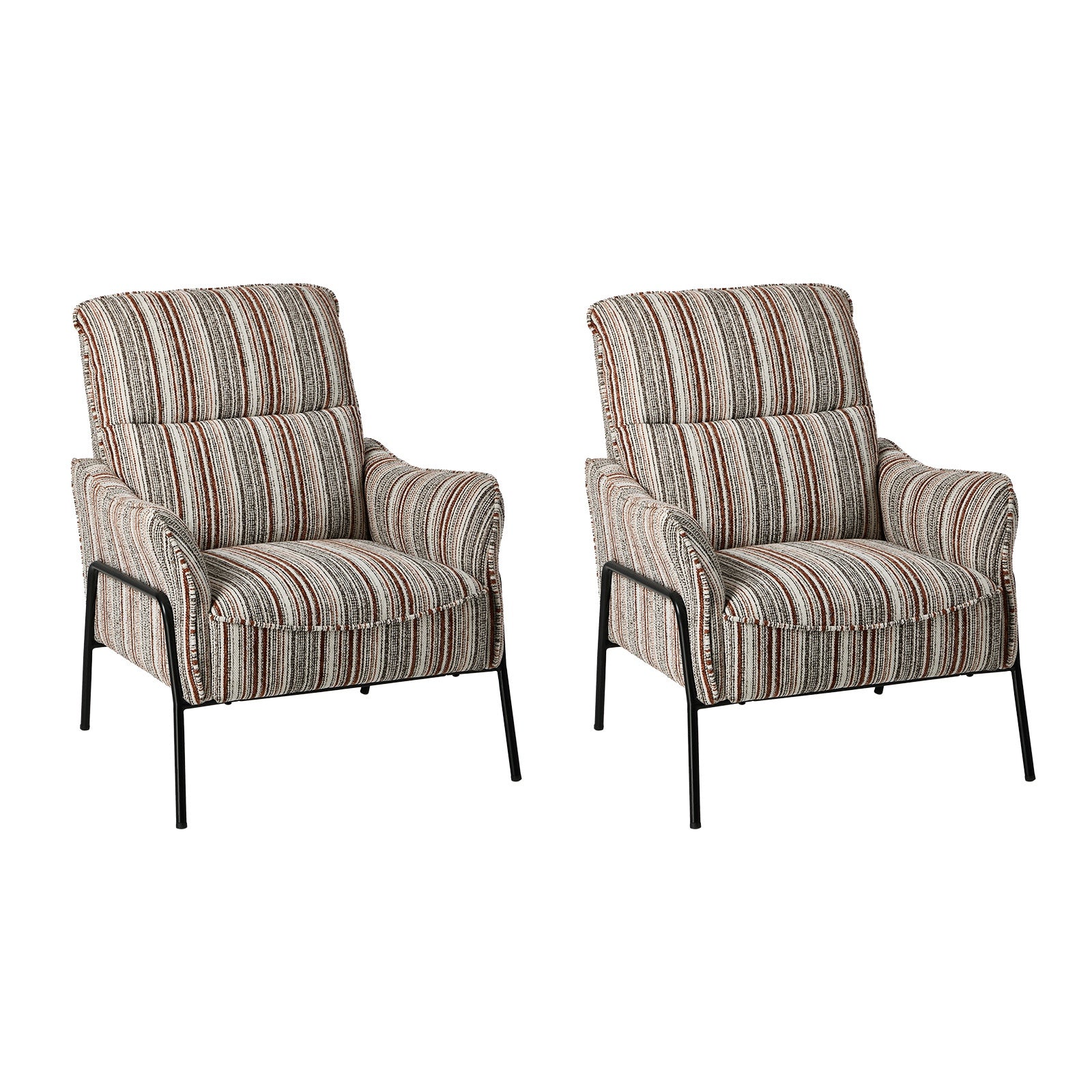 Oikiture 2x Armchair Chenille Fabric Lounge Chair Accent Chair Brown - Sunyee