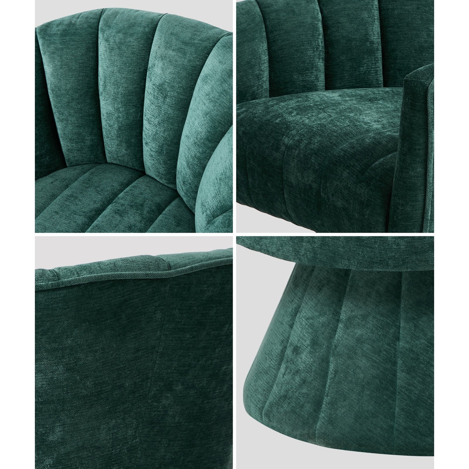 Oikiture 2x Swivel Armchair Linen Fabric Lounge Chair Accent Chair Green - Sunyee