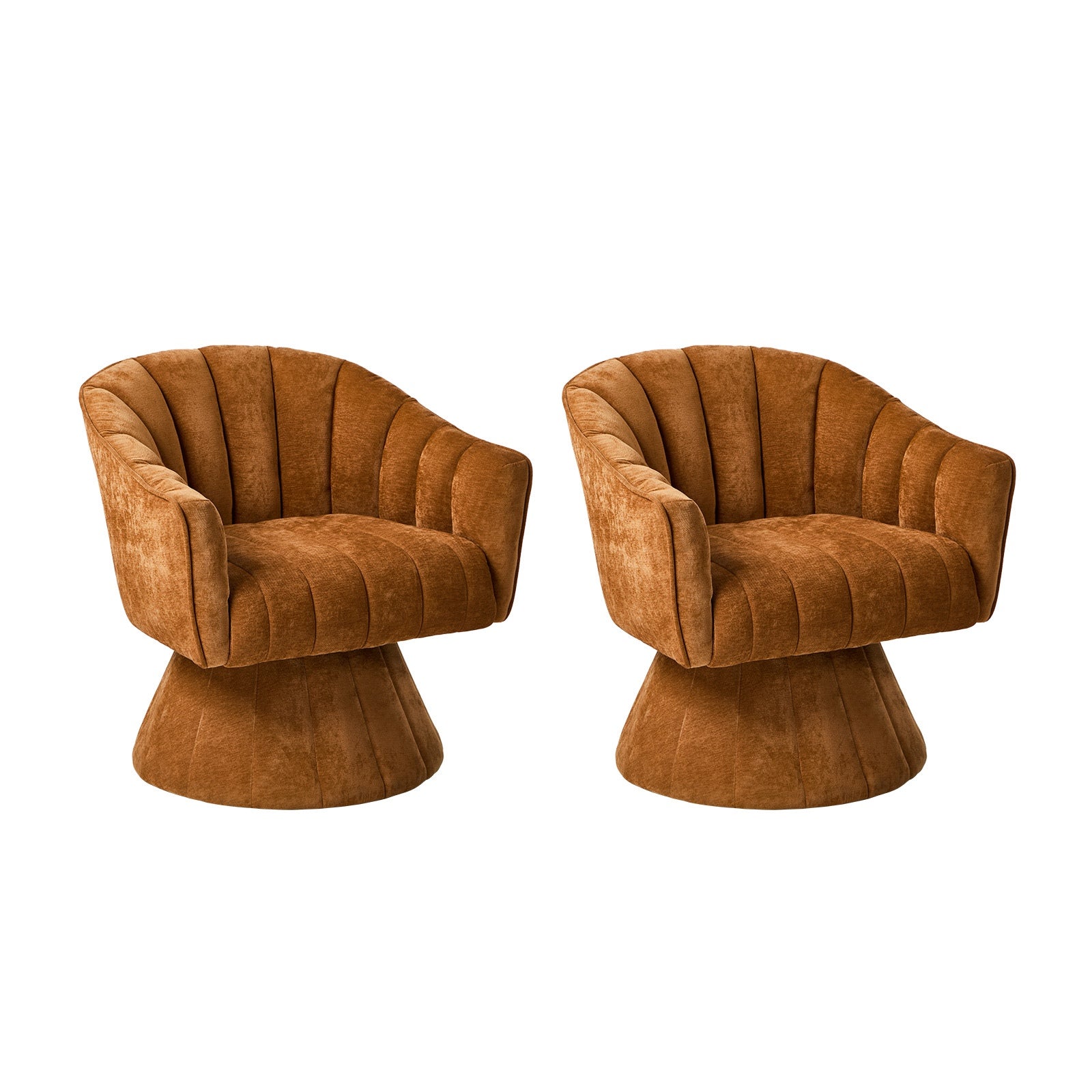 Oikiture 2x Swivel Armchair Linen Fabric Lounge Chair Accent Chair Orange - Sunyee