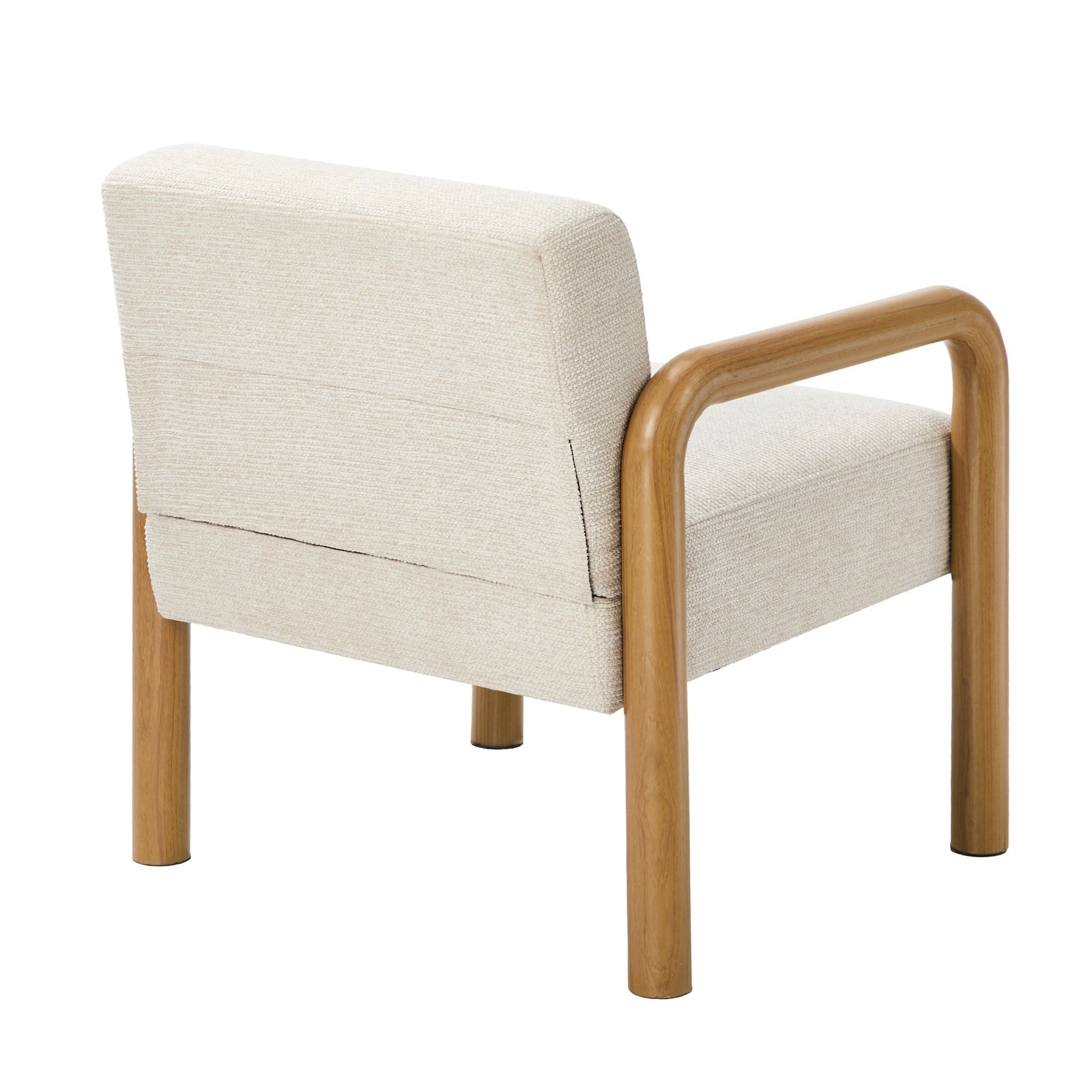 Oikiture Armchair Fabric Accent Chair Lounge Sofa Beige Timber Look Legs
