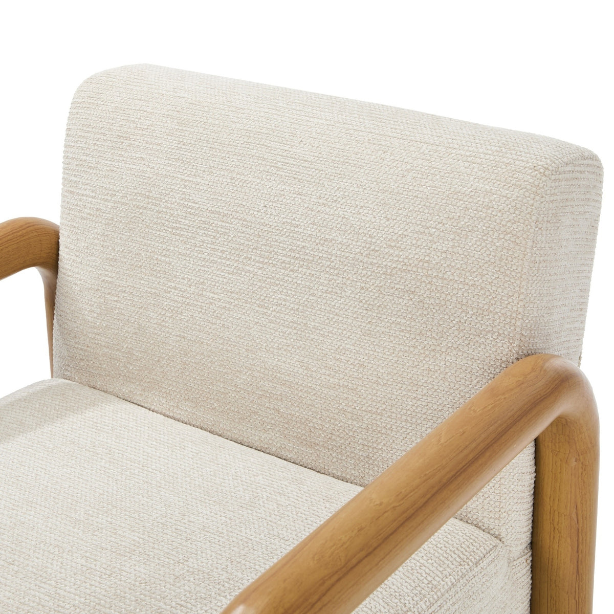 Oikiture Armchair Fabric Accent Chair Lounge Sofa Beige Timber Look Legs