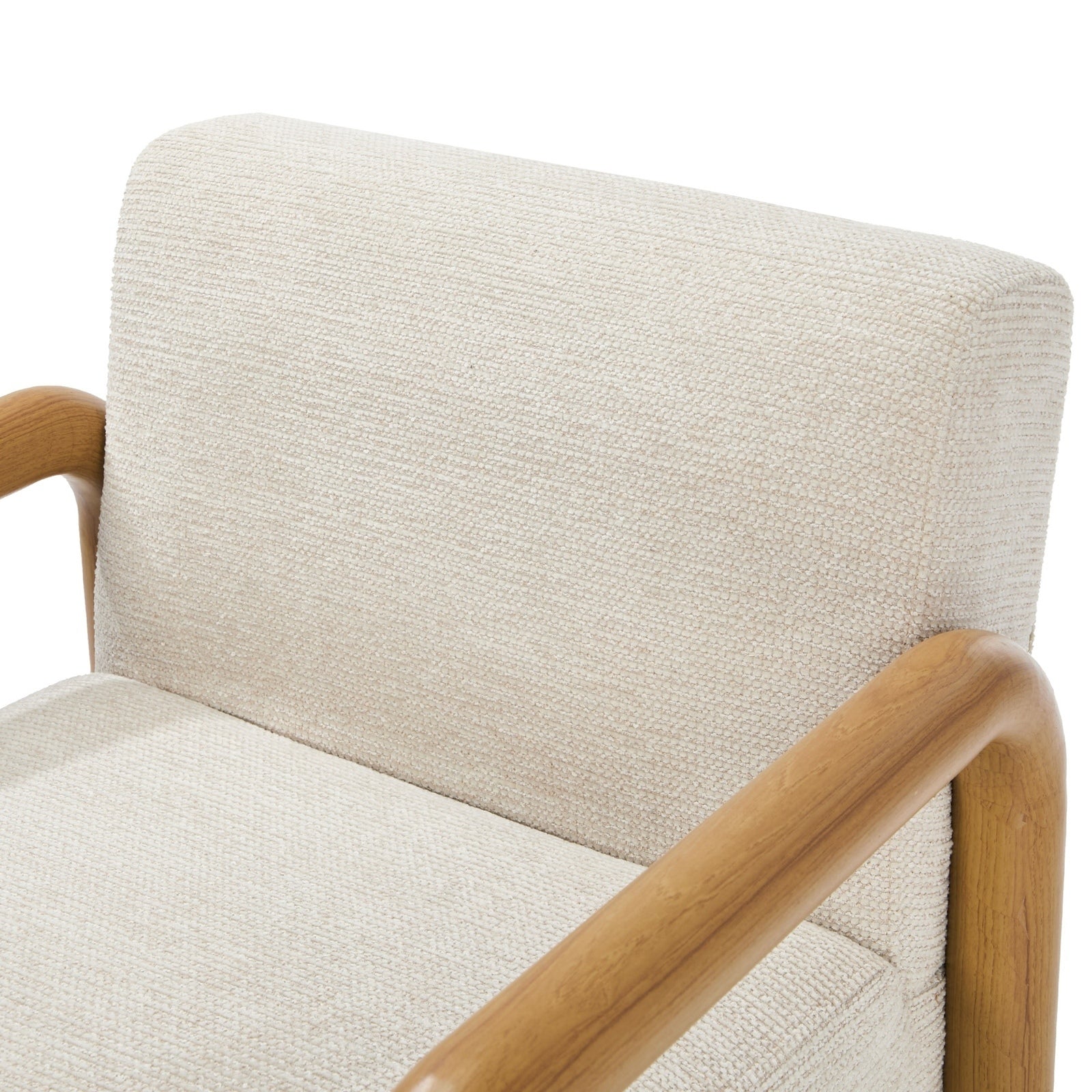 Oikiture 2x Armchair Fabric Accent Chair Lounge Sofa Beige Timber Look Legs