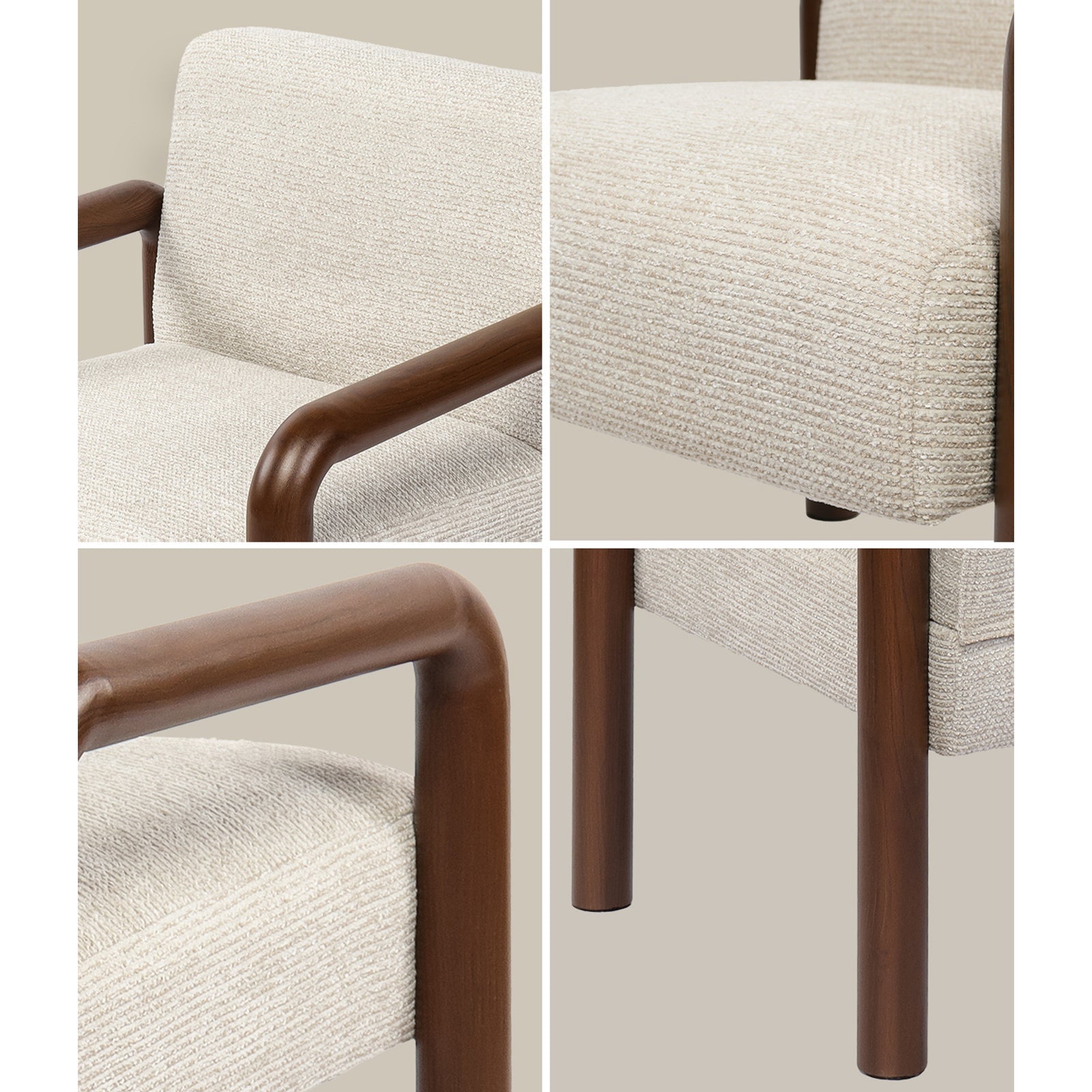 Oikiture Armchair Fabric Accent Chair Lounge Sofa Walunt Timber Look Legs