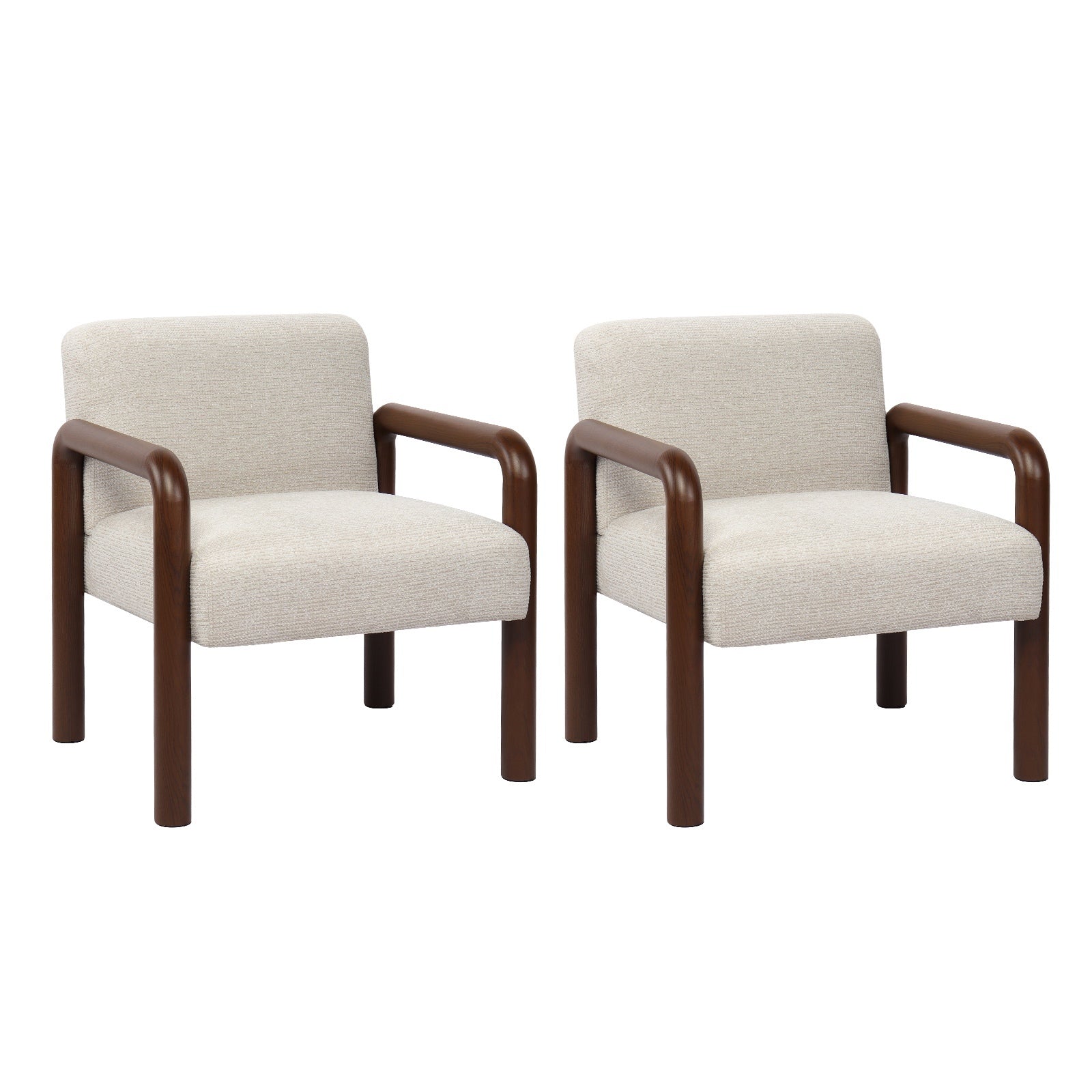 Oikiture 2x Armchair Fabric Accent Chair Lounge Sofa Walunt Timber Look Legs