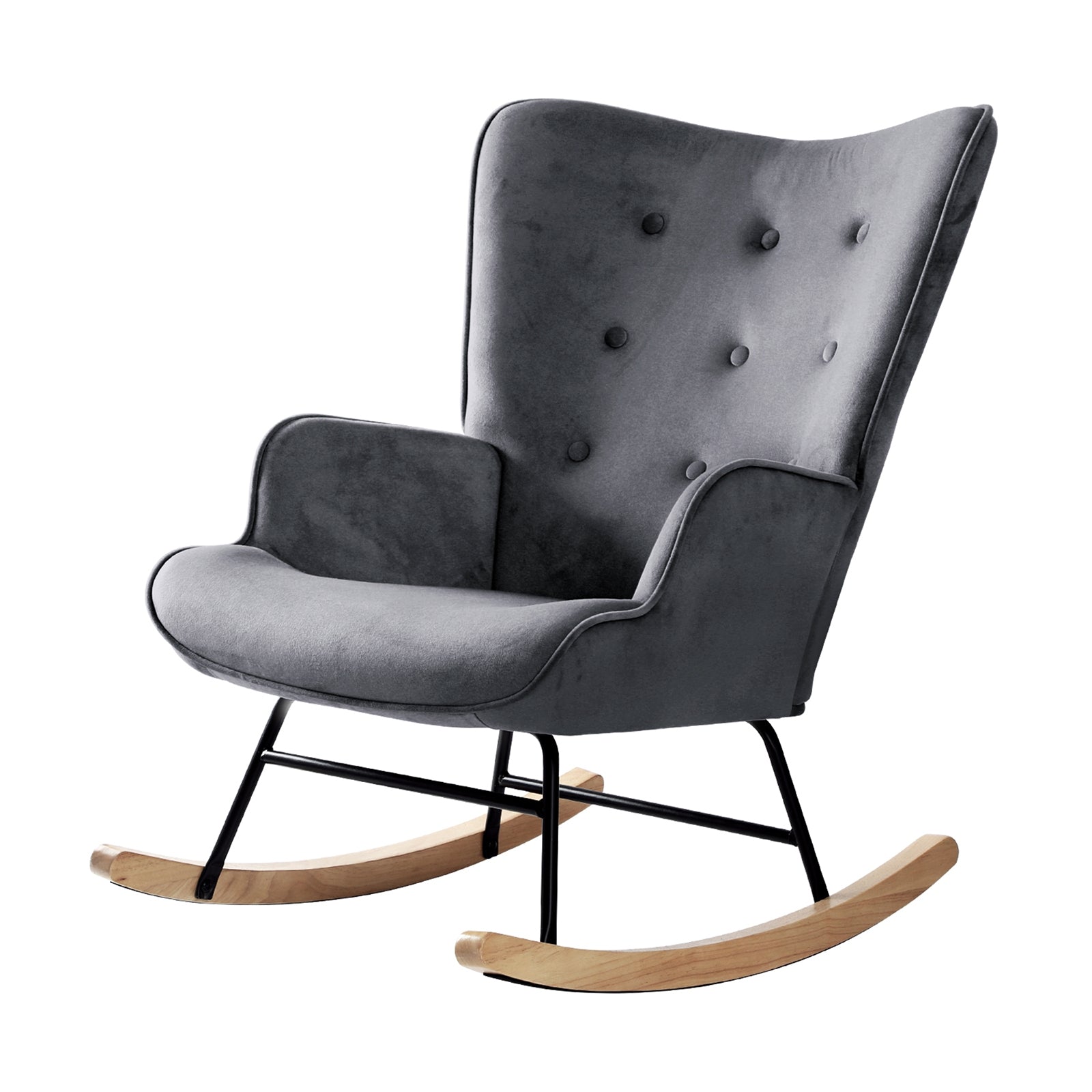 Oikiture Rocking Chair Nursing Armchair Velvet/Linen/Sherpa Accent Chairs - Sunyee