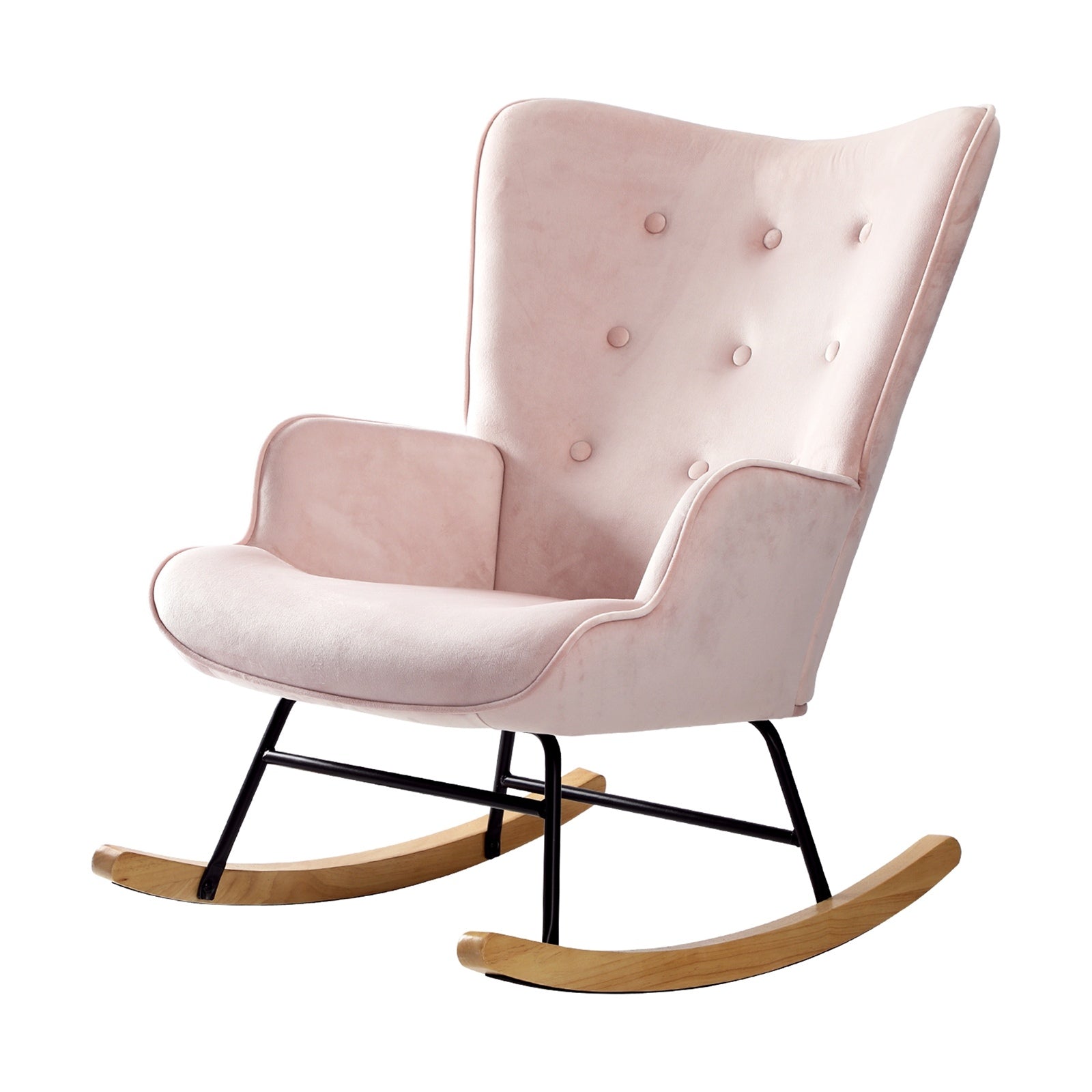Oikiture Rocking Chair Nursing Armchair Velvet/Linen/Sherpa Accent Chairs - Sunyee