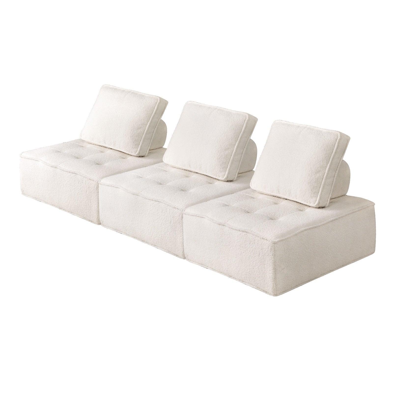 Oikiture 3PCS Modular Sofa Lounge Chair Armless TOFU Back Sherpa White - Sunyee