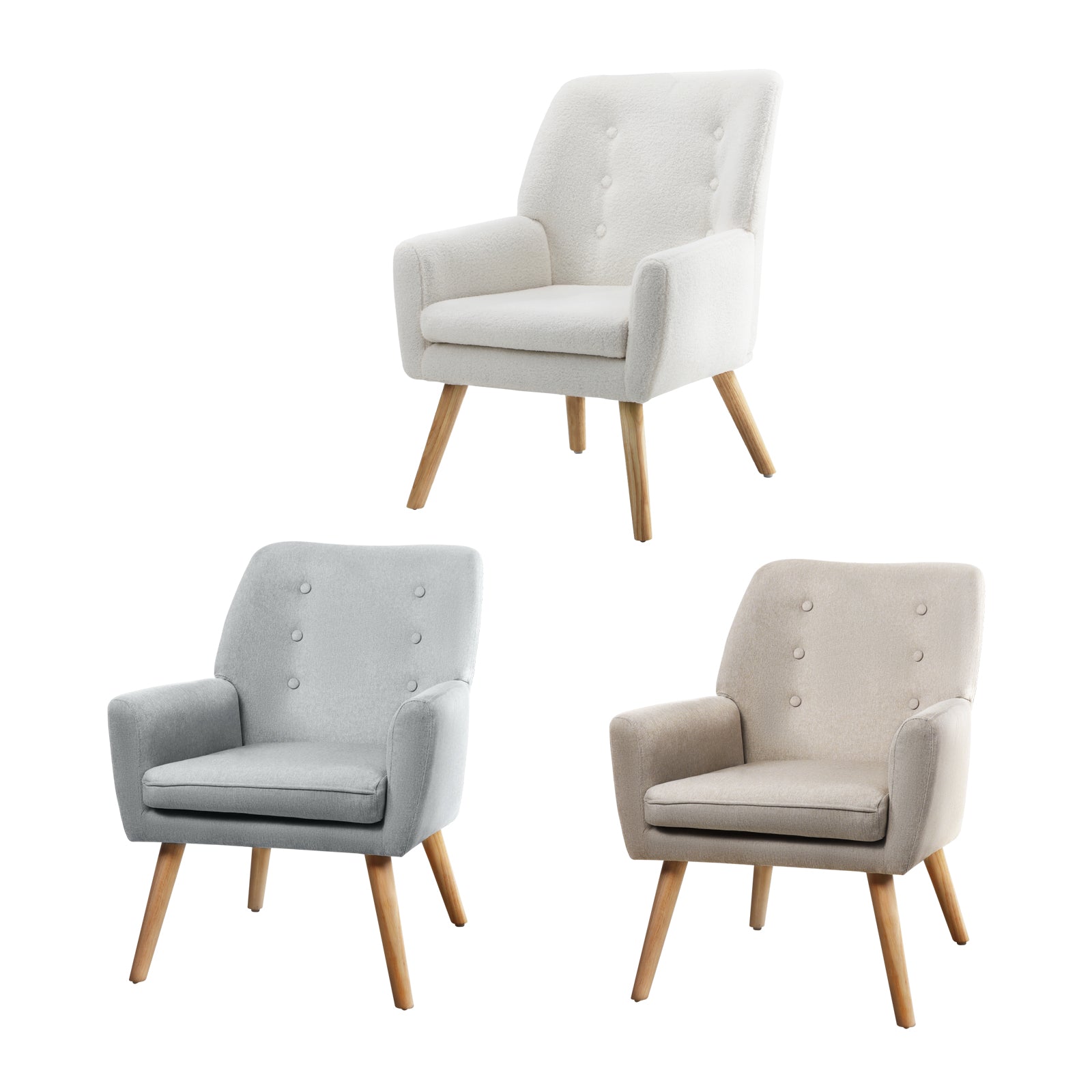 Oikiture Armchair Lounge Chair Linen/Sherpa Accent Armchairs Tub Chairs Sofa - Sunyee