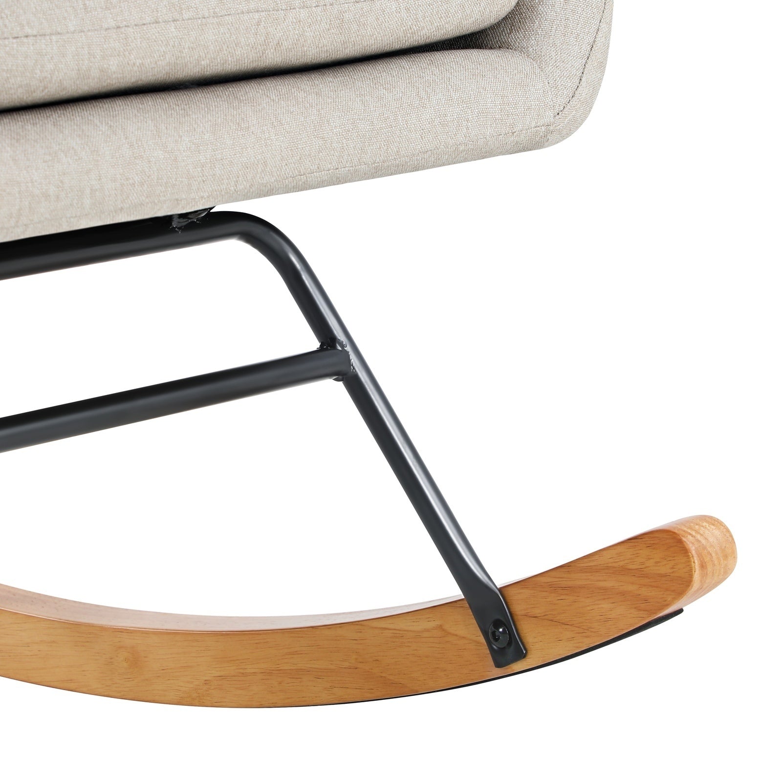 Oikiture 2x Rocking Chair Nursing Armchair Linen Chairs With 2 Pillow Beige - Sunyee