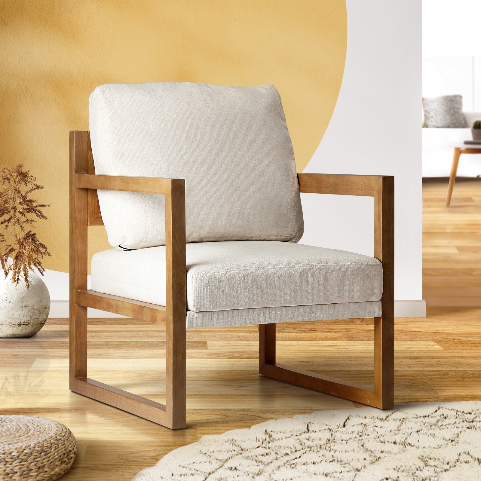 Oikiture Armchair Lounge Sofa Chair Fabric Accent Chairs Tub Armchairs Couches B